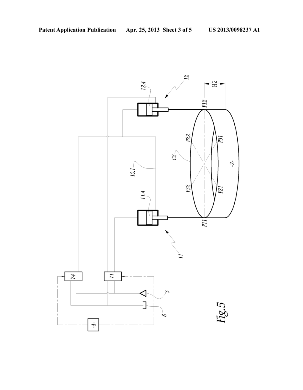 DEVICE FOR CONTROLLING THE MOVEMENT OF A RING GATE OF A HYDRAULIC MACHINE     AND HYDRAULIC MACHINE COMPRISING SUCH A DEVICE - diagram, schematic, and image 04