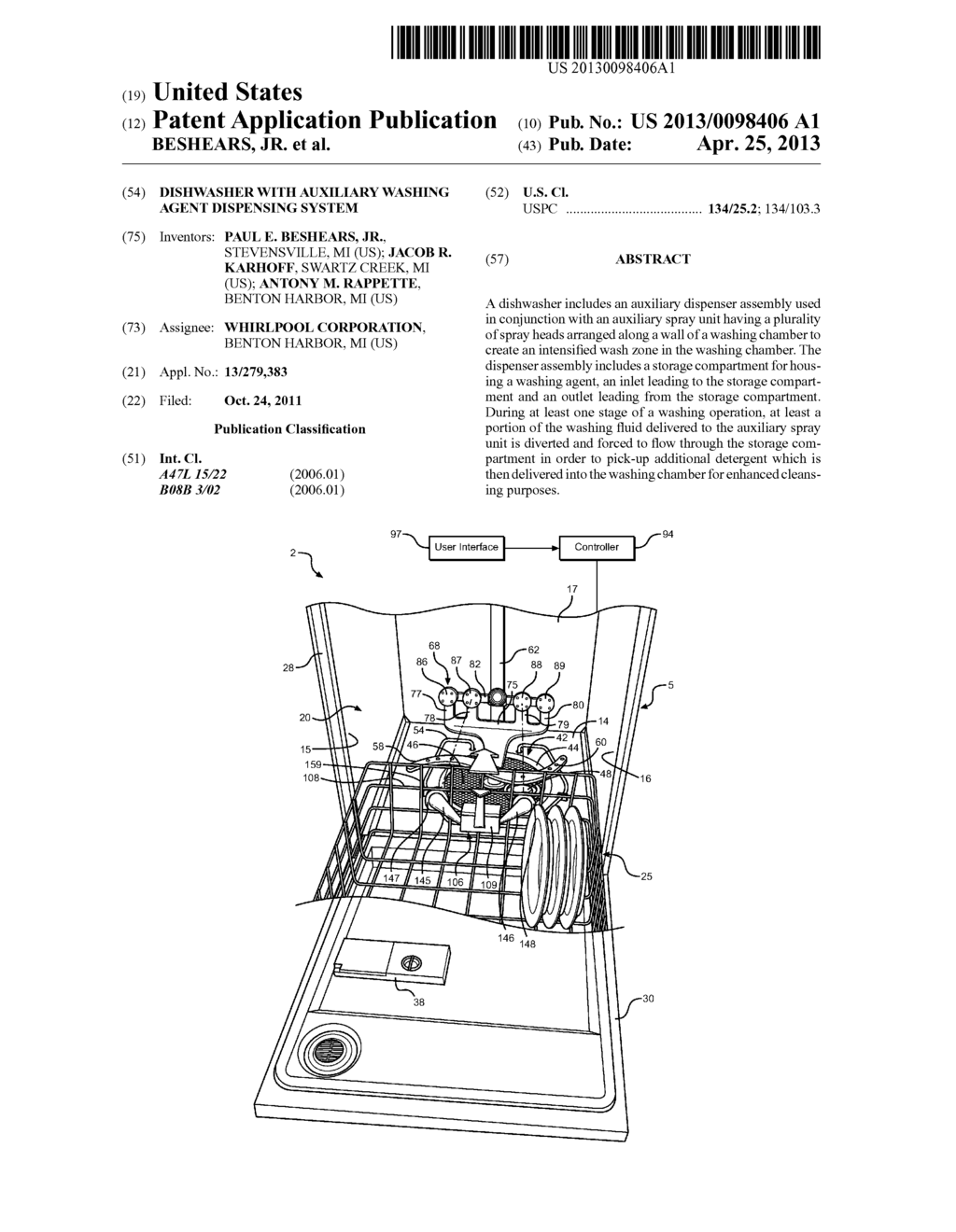 DISHWASHER WITH AUXILIARY WASHING AGENT DISPENSING SYSTEM - diagram, schematic, and image 01