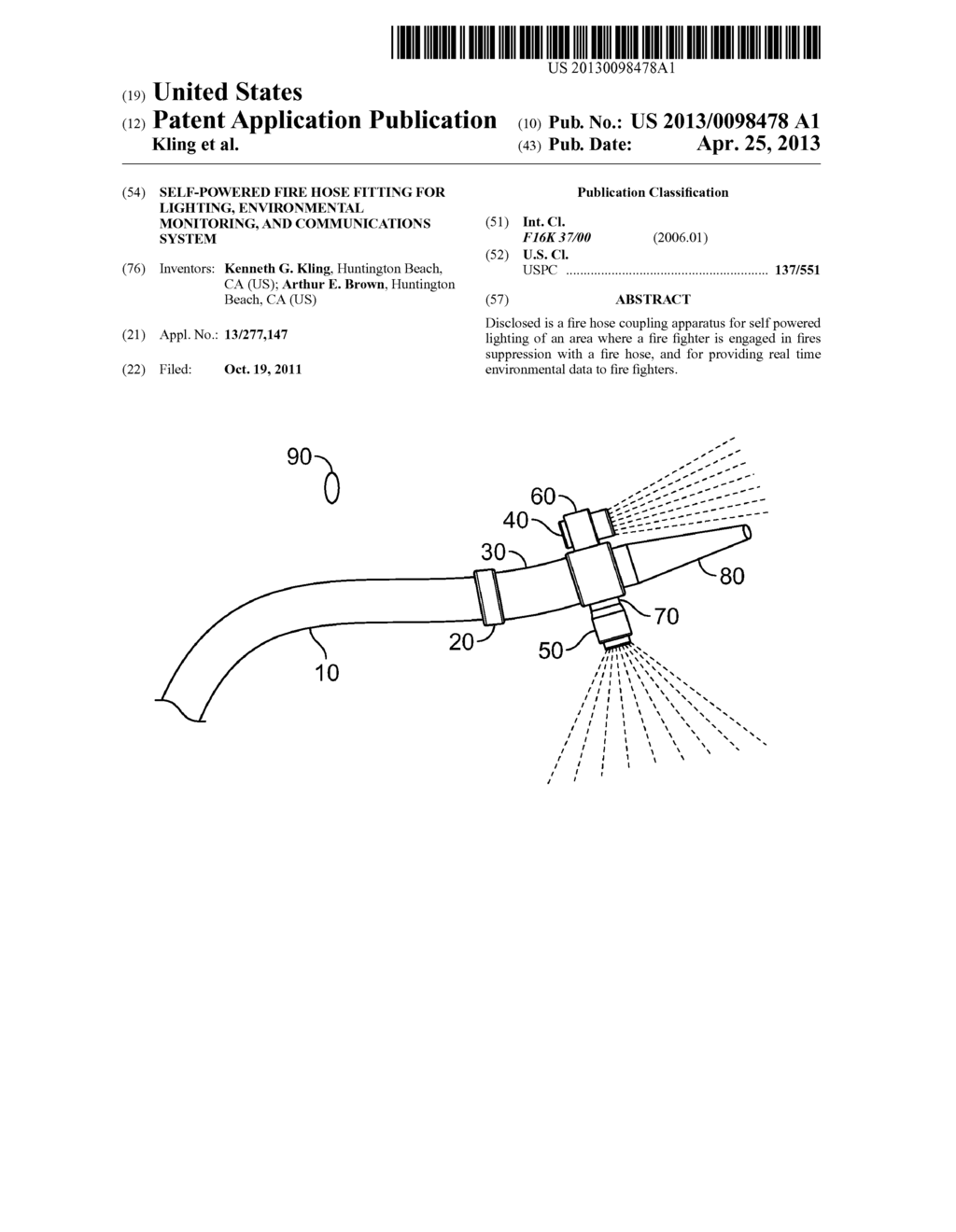 SELF-POWERED FIRE HOSE FITTING FOR LIGHTING, ENVIRONMENTAL MONITORING, AND     COMMUNICATIONS SYSTEM - diagram, schematic, and image 01