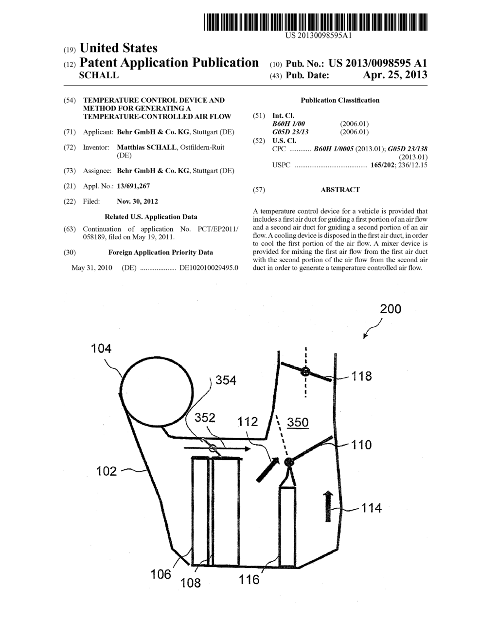 TEMPERATURE CONTROL DEVICE AND METHOD FOR GENERATING A     TEMPERATURE-CONTROLLED AIR FLOW - diagram, schematic, and image 01