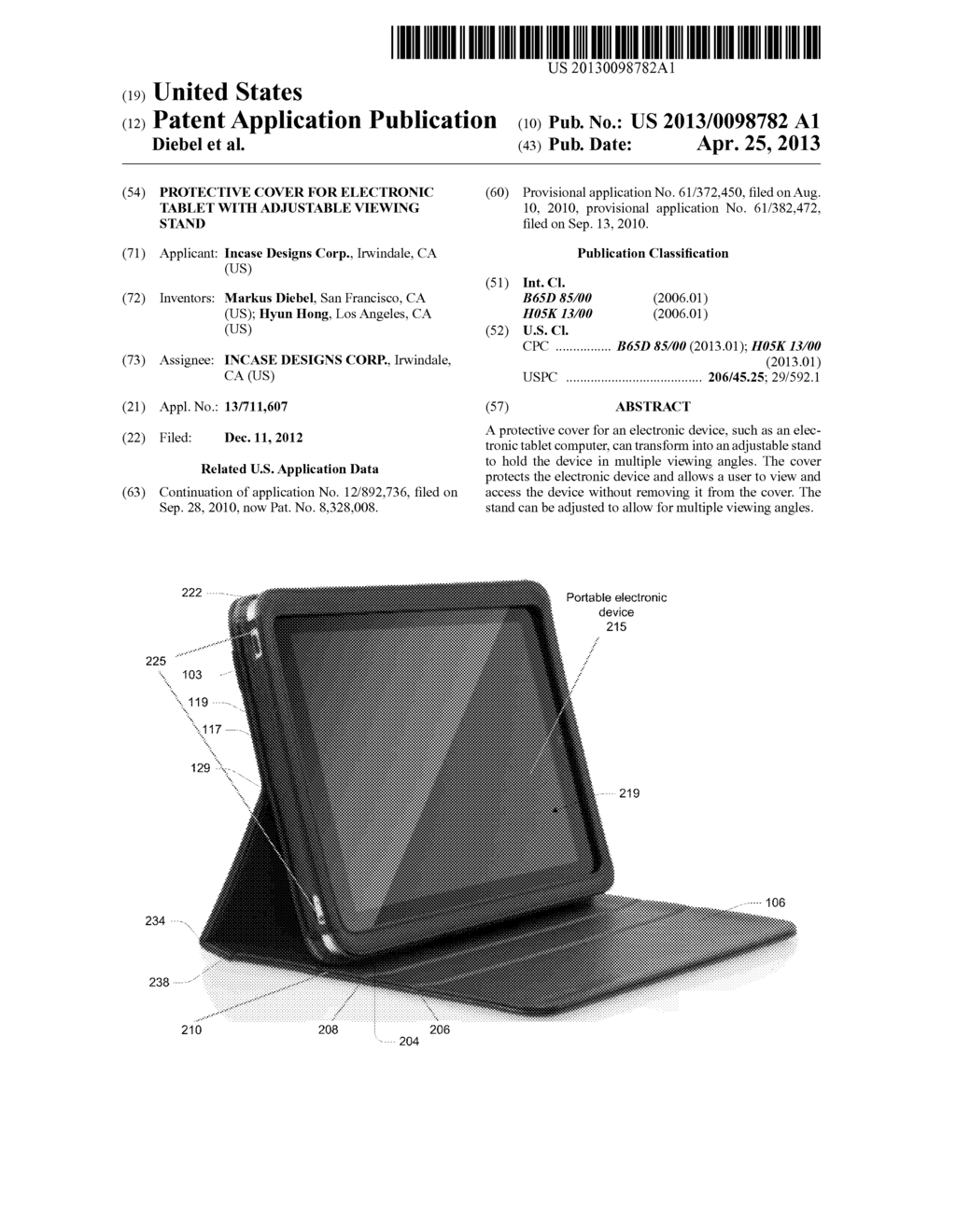 Protective Cover for Electronic Tablet with Adjustable Viewing Stand - diagram, schematic, and image 01