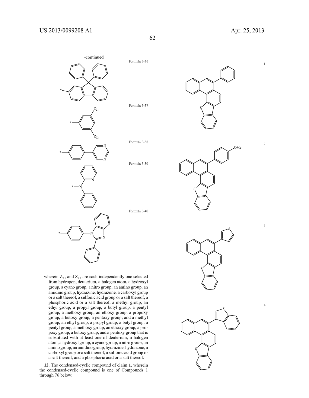 CONDENSED-CYCLIC COMPOUND, METHOD FOR PREPARING THE CONDENSED-CYCLIC     COMPOUND AND ORGANIC LIGHT-EMITTING DEVICE INCLUDING THE CONDENSED-CYCLIC     COMPOUND - diagram, schematic, and image 64