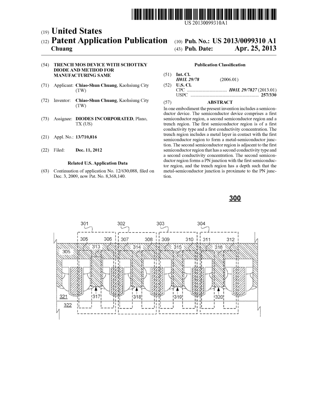 Trench MOS Device with Schottky Diode and Method for Manufacturing Same - diagram, schematic, and image 01