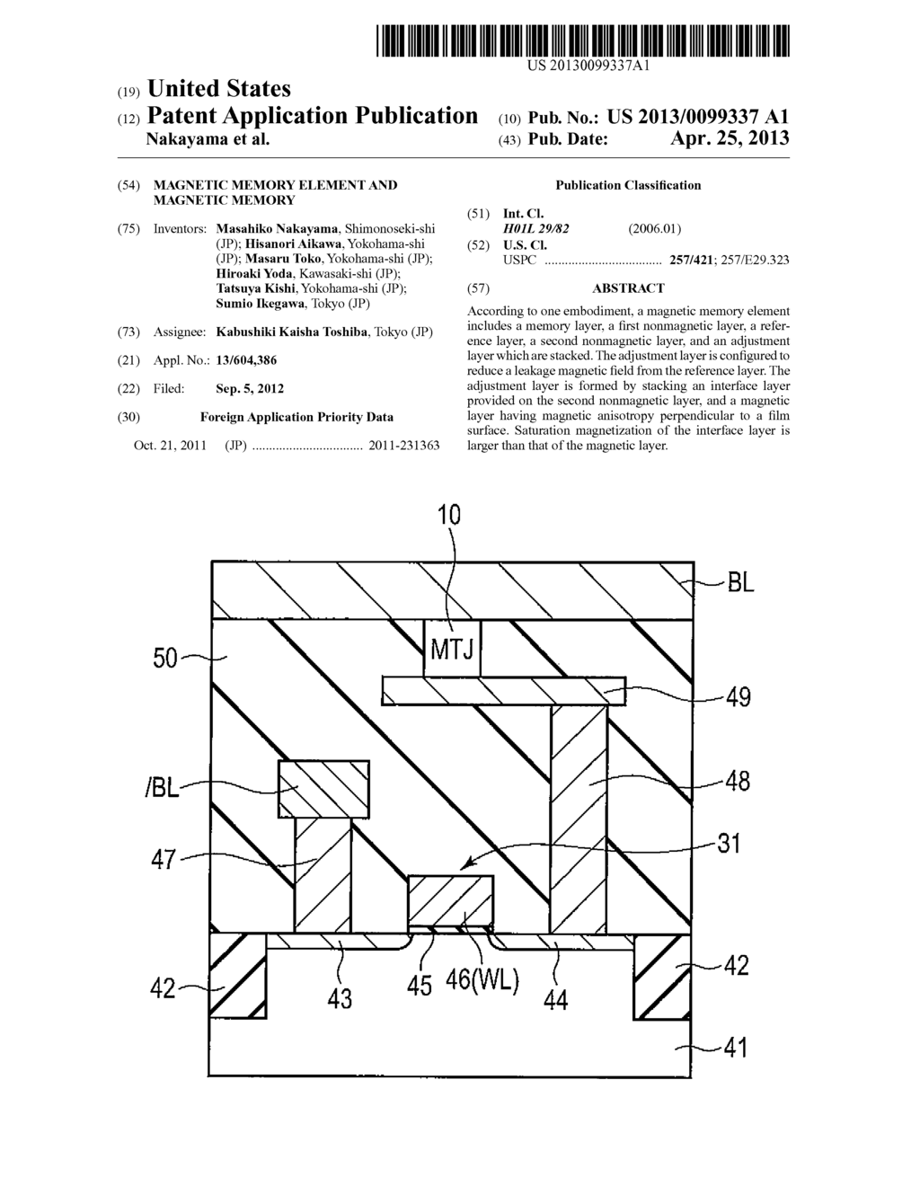 MAGNETIC MEMORY ELEMENT AND MAGNETIC MEMORY - diagram, schematic, and image 01