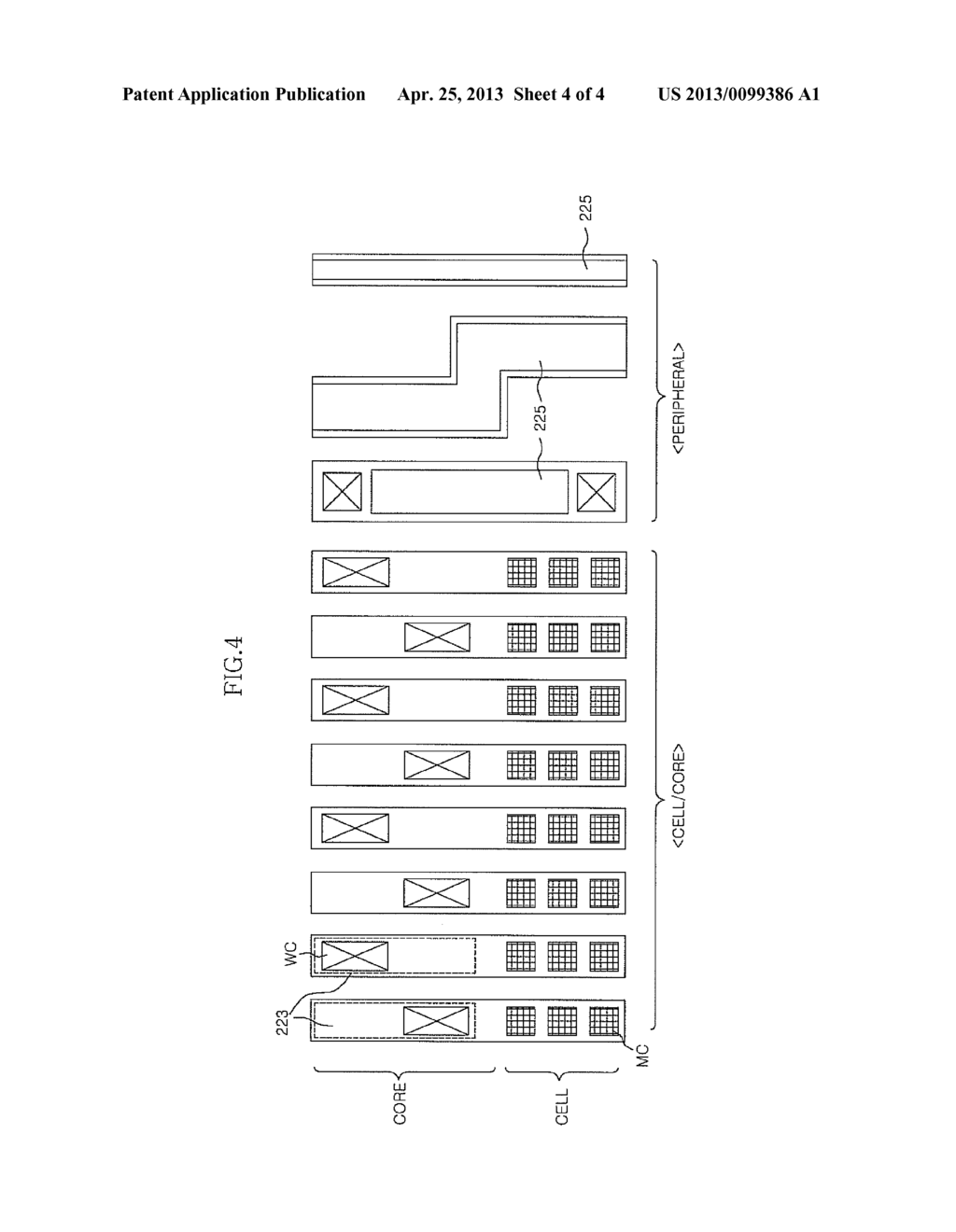 SEMICONDUCTOR MEMORY DEVICE HAVING CELL PATTERNS ON INTERCONNECTION AND     FABRICATION METHOD THEREOF - diagram, schematic, and image 05