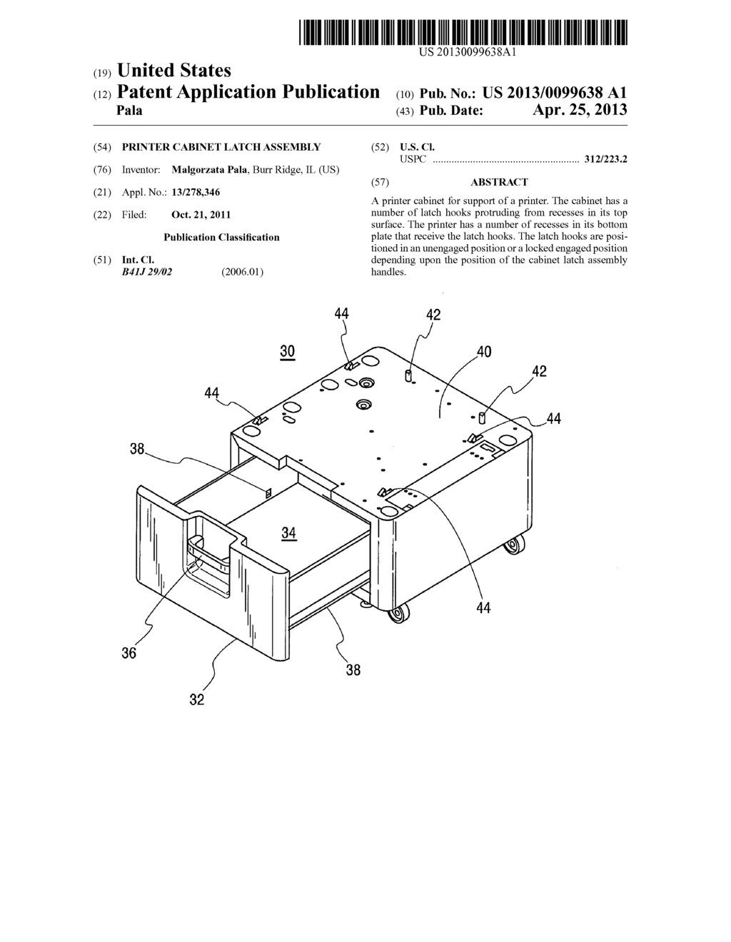 PRINTER CABINET LATCH ASSEMBLY - diagram, schematic, and image 01