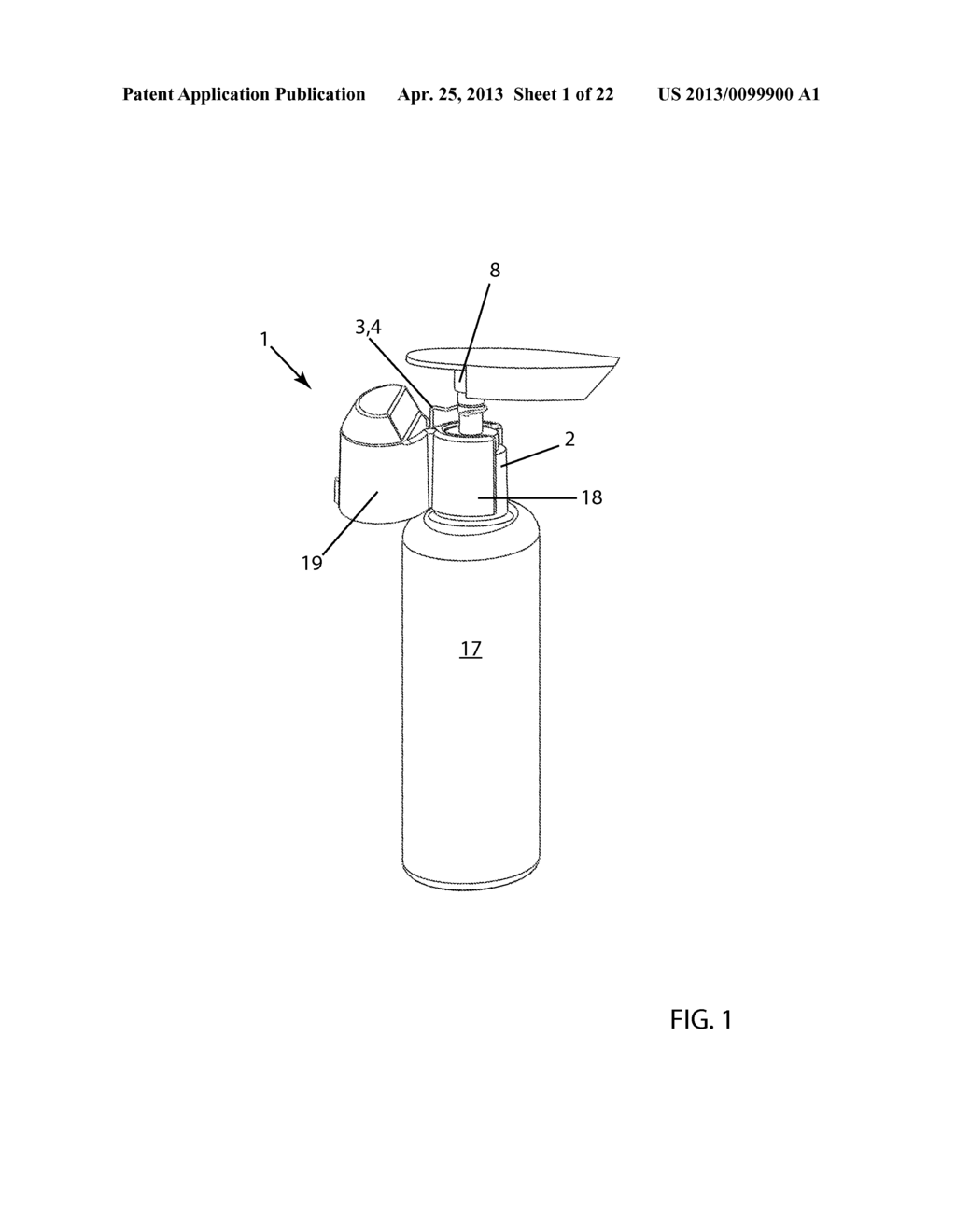 Actuator Sensor Apparatus for a Dispenser Bottle for Wireless Automatic     Reporting of Dispenser Usage - diagram, schematic, and image 02