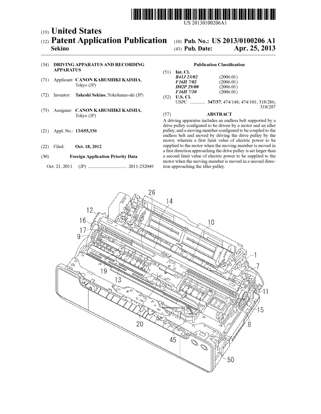 DRIVING APPARATUS AND RECORDING APPARATUS - diagram, schematic, and image 01