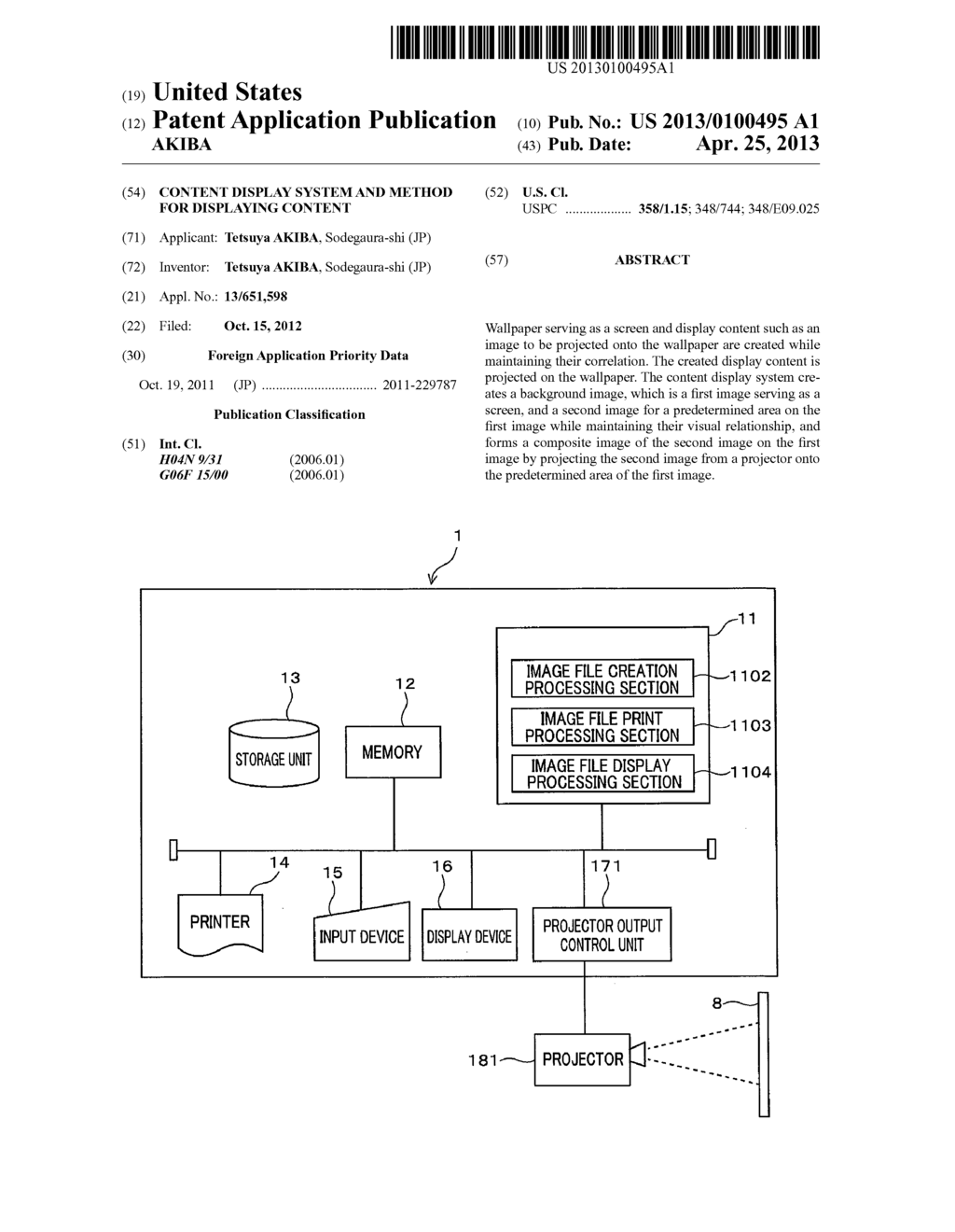 CONTENT DISPLAY SYSTEM AND METHOD FOR DISPLAYING CONTENT - diagram, schematic, and image 01