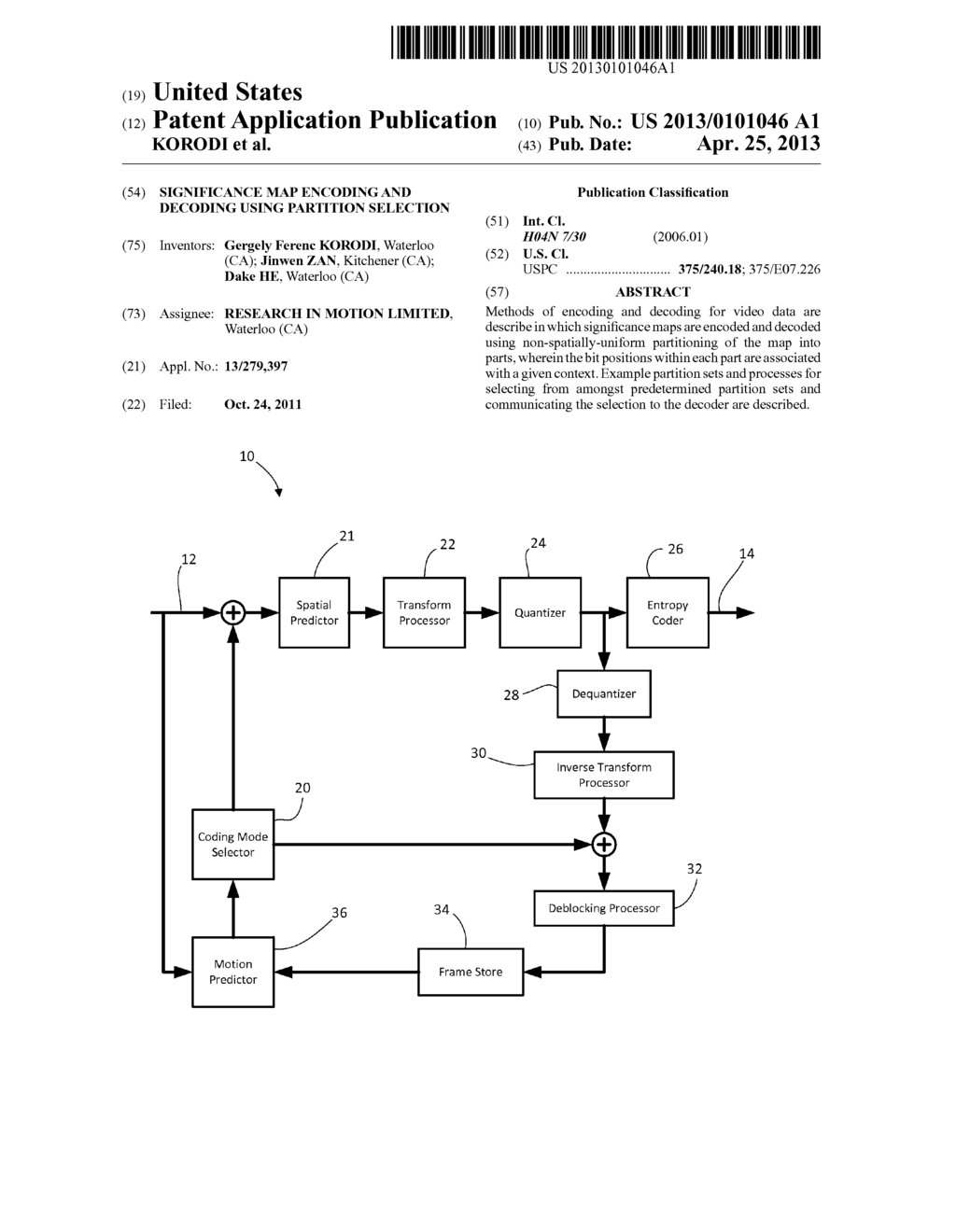 SIGNIFICANCE MAP ENCODING AND DECODING USING PARTITION SELECTION - diagram, schematic, and image 01