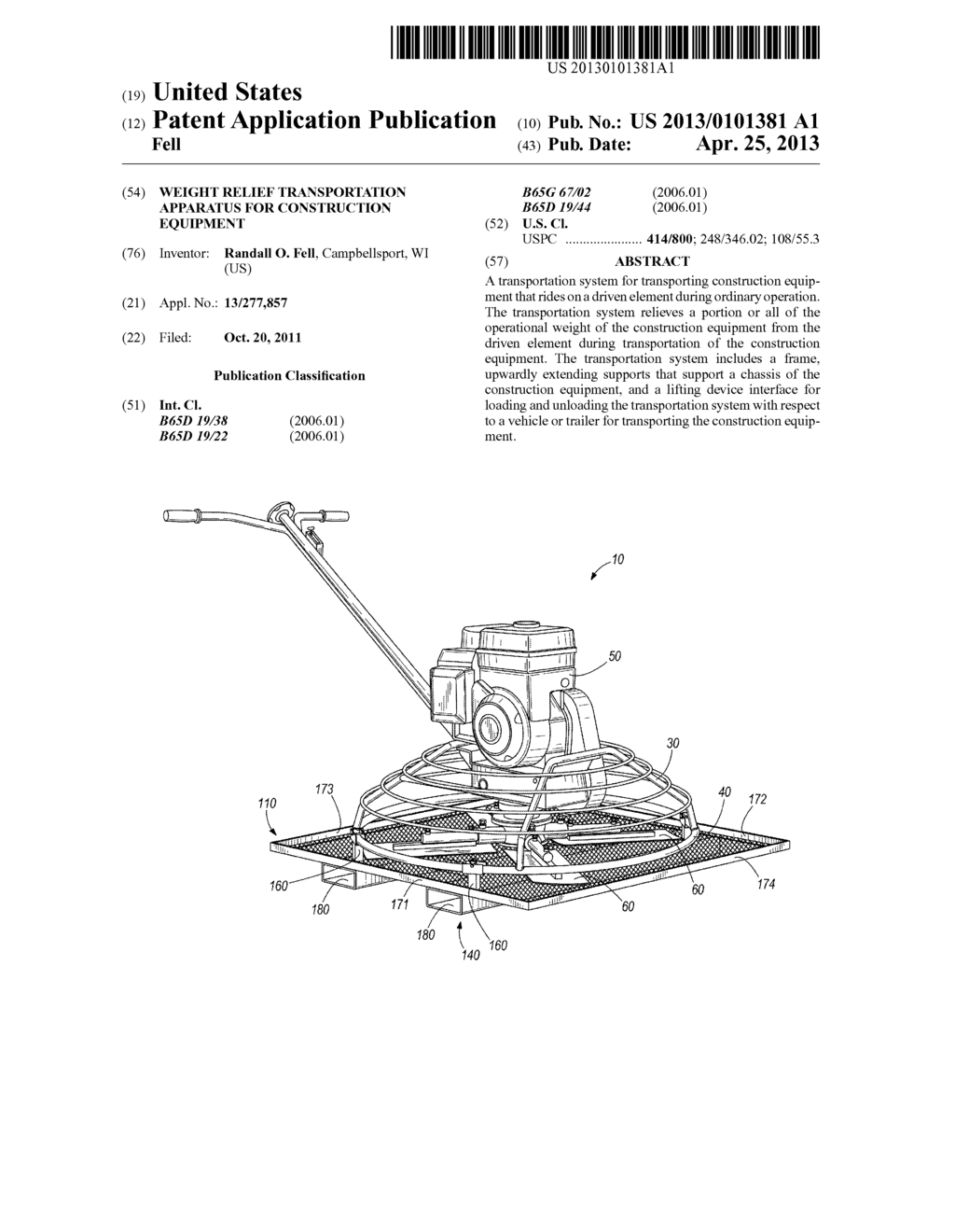 WEIGHT RELIEF TRANSPORTATION APPARATUS FOR CONSTRUCTION EQUIPMENT - diagram, schematic, and image 01