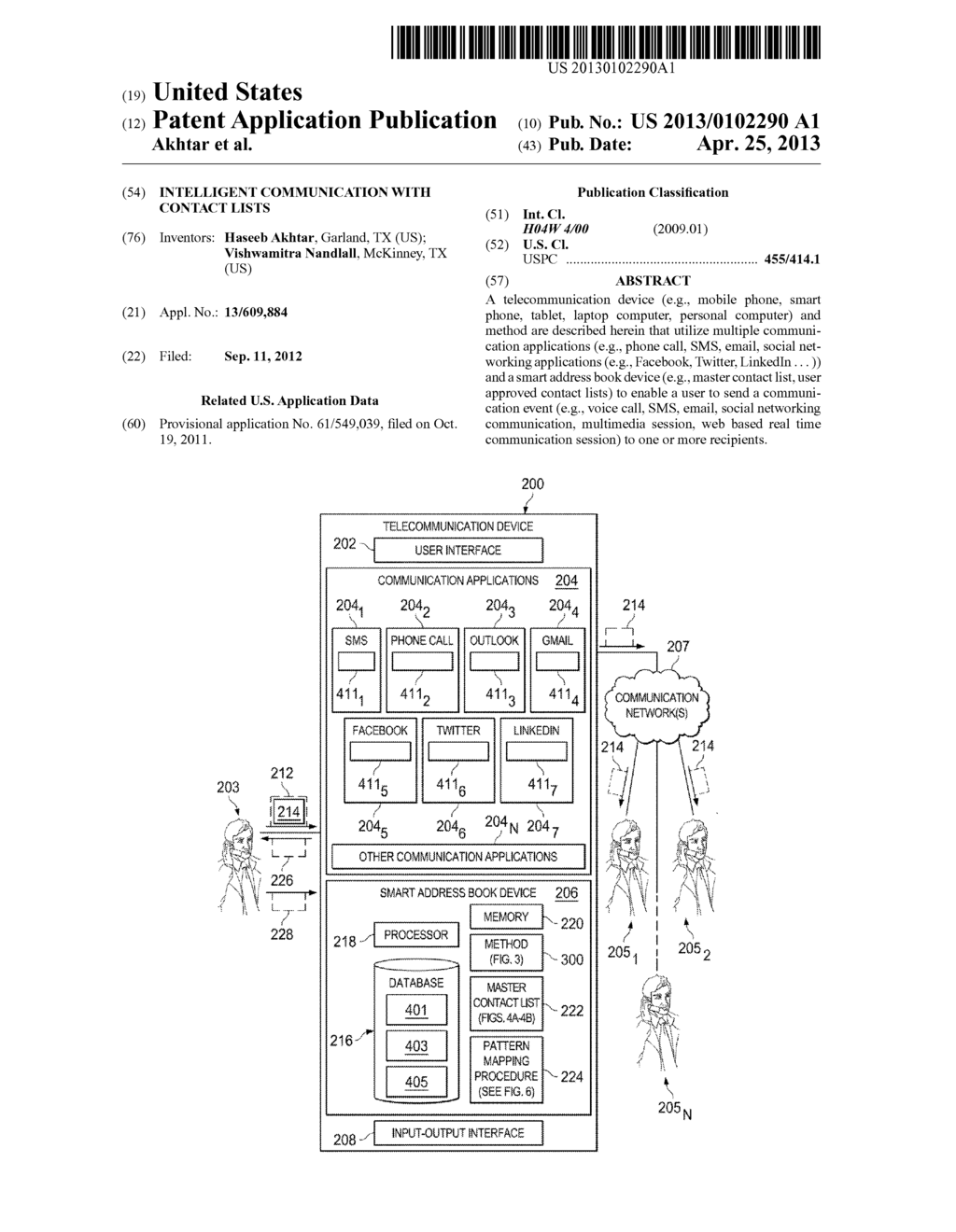 INTELLIGENT COMMUNICATION WITH CONTACT LISTS - diagram, schematic, and image 01