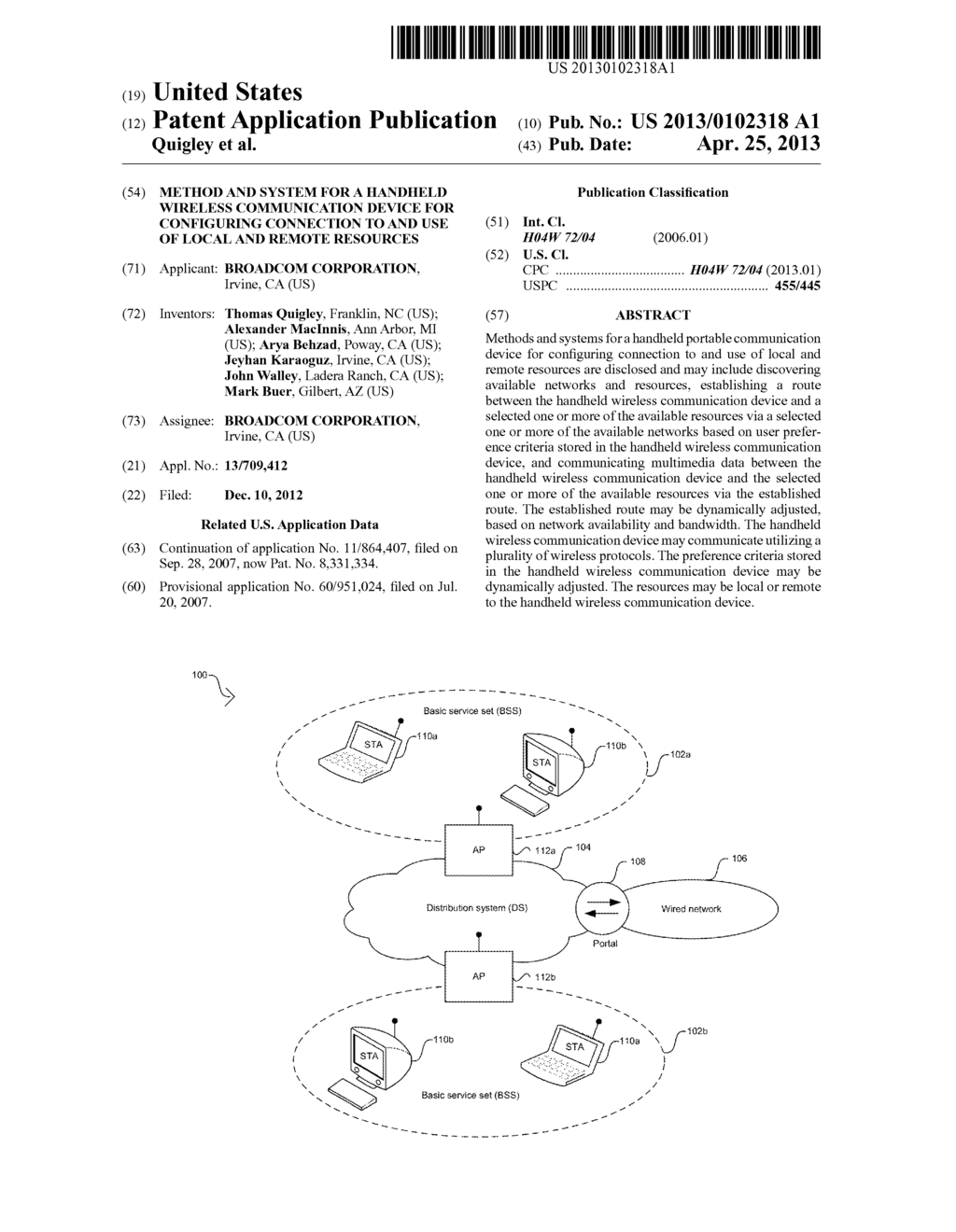 Method and System for a Handheld Wireless Communication Device for     Configuring Connection to and Use of Local and Remote Resources - diagram, schematic, and image 01