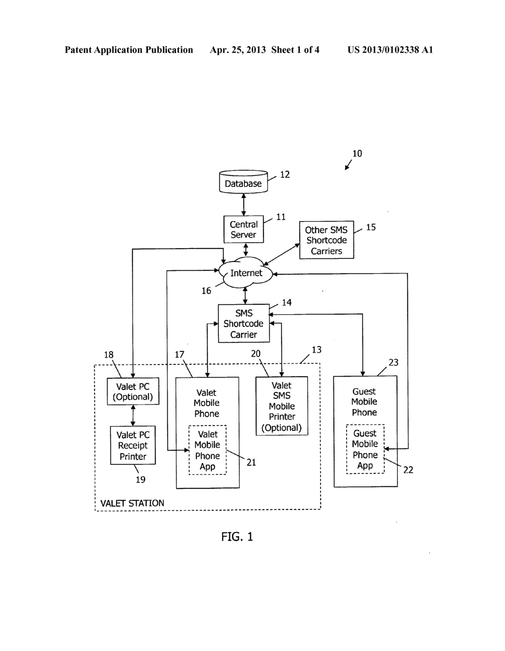 Valet parking system and method utilizing wireless text messaging - diagram, schematic, and image 02