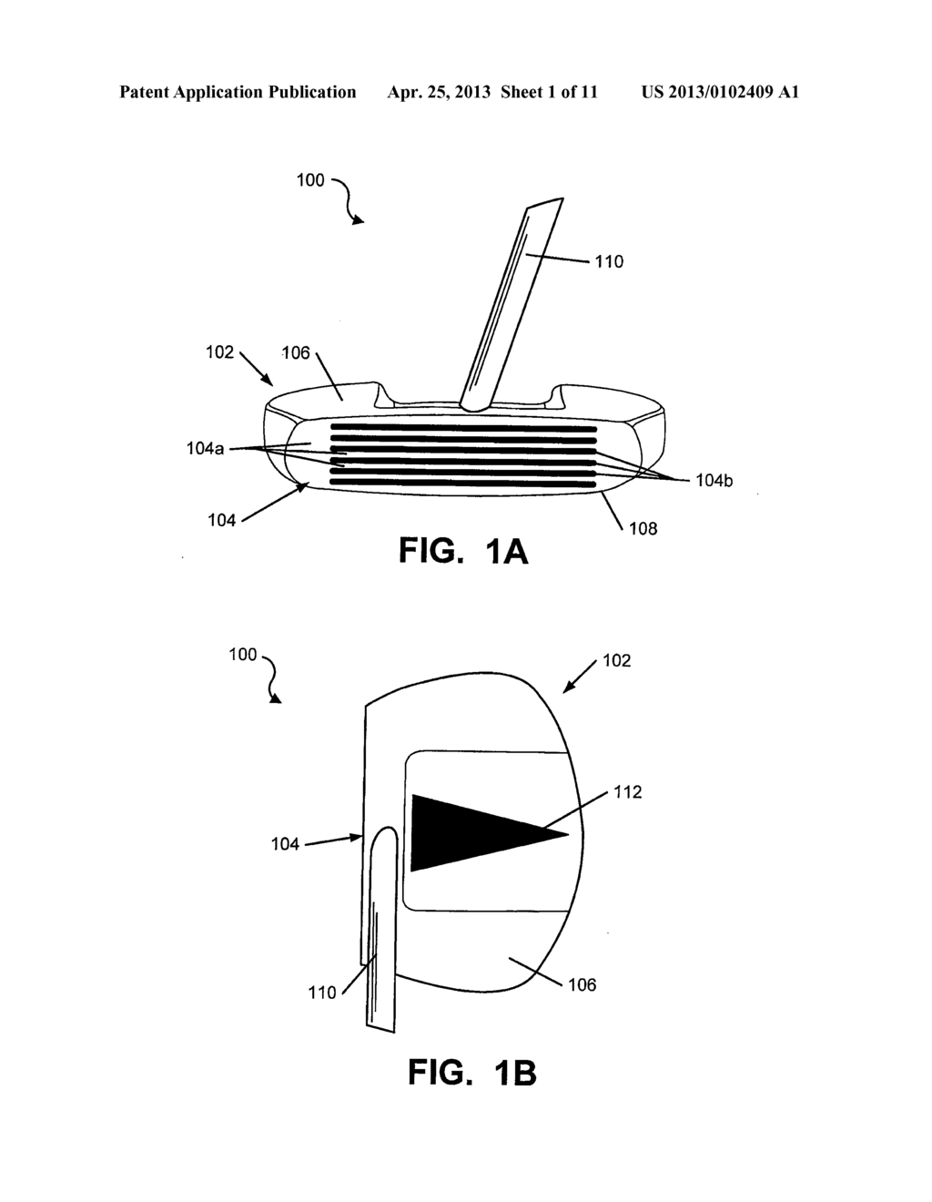 Putter Heads and Putters Including Polymeric Material As Part of the Ball     Striking Face - diagram, schematic, and image 02