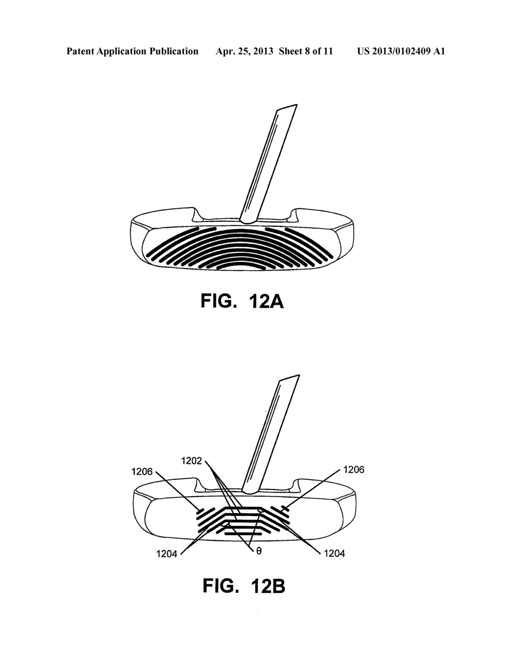 Putter Heads and Putters Including Polymeric Material As Part of the Ball     Striking Face - diagram, schematic, and image 09