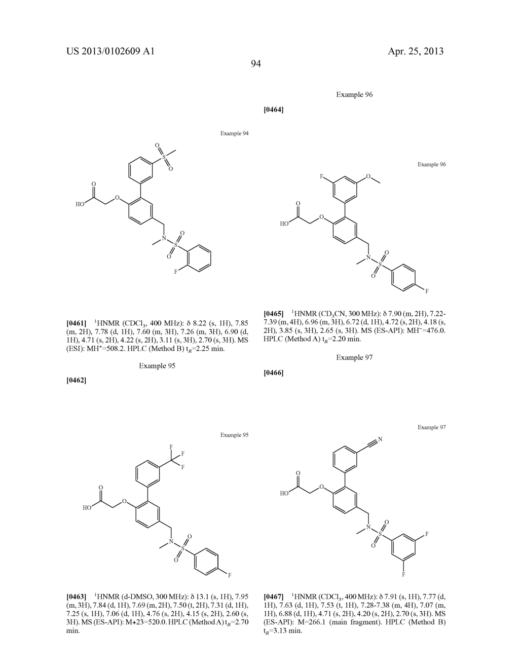 BIARYL OXYACETIC ACID COMPOUNDS - diagram, schematic, and image 96