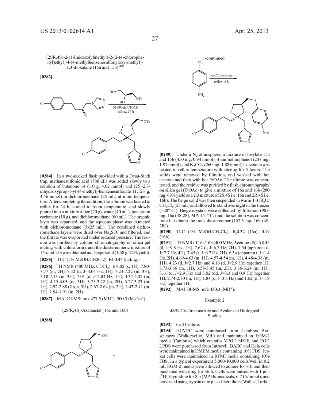 CHIRALLY PURE ISOMERS OF ITRACONAZOLE FOR USE AS ANGIOGENESIS INHIBITORS - diagram, schematic, and image 37