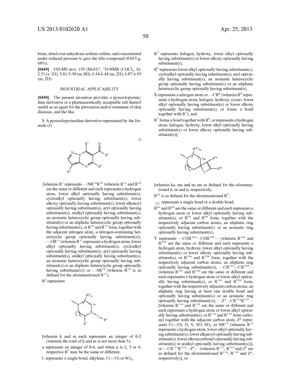 PYRAZOLOPYRIMIDINE DERIVATIVE - diagram, schematic, and image 51