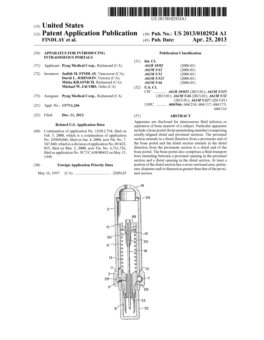 APPARATUS FOR INTRODUCING INTRAOSSEOUS PORTALS - diagram, schematic, and image 01