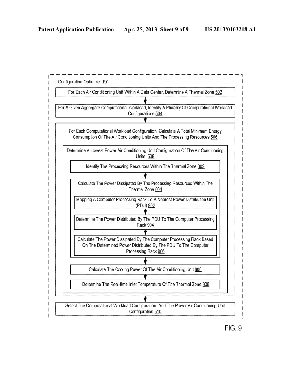 PROVISIONING AGGREGATE COMPUTATIONAL WORKLOADS AND AIR CONDITIONING UNIT     CONFIGURATIONS TO OPTIMIZE UTILITY OF AIR CONDITIONING UNITS AND     PROCESSING RESOURCES WITHIN A DATA CENTER - diagram, schematic, and image 10