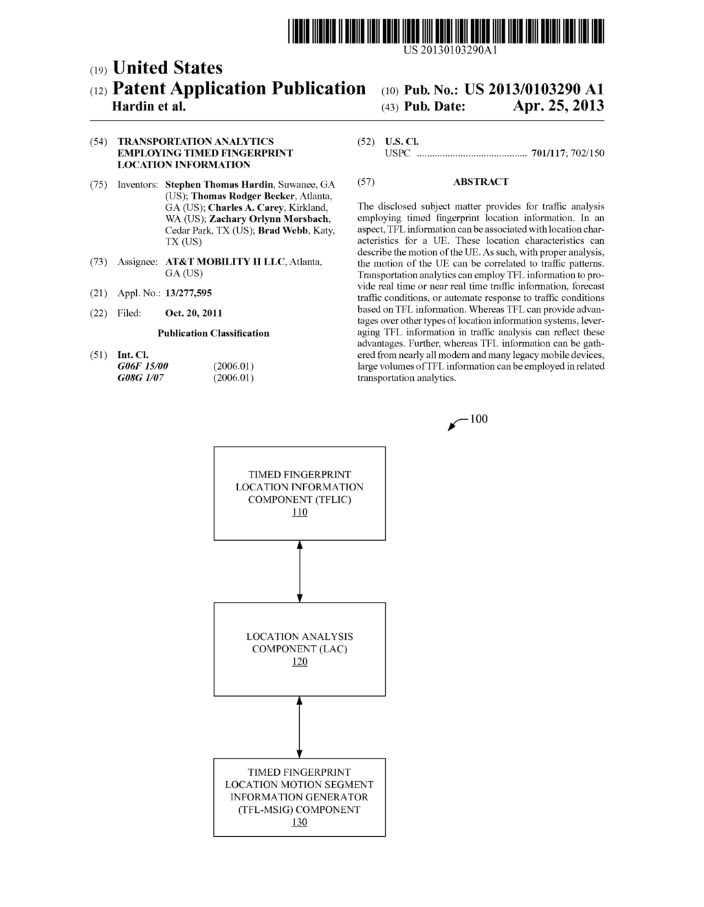 TRANSPORTATION ANALYTICS EMPLOYING TIMED FINGERPRINT LOCATION INFORMATION - diagram, schematic, and image 01