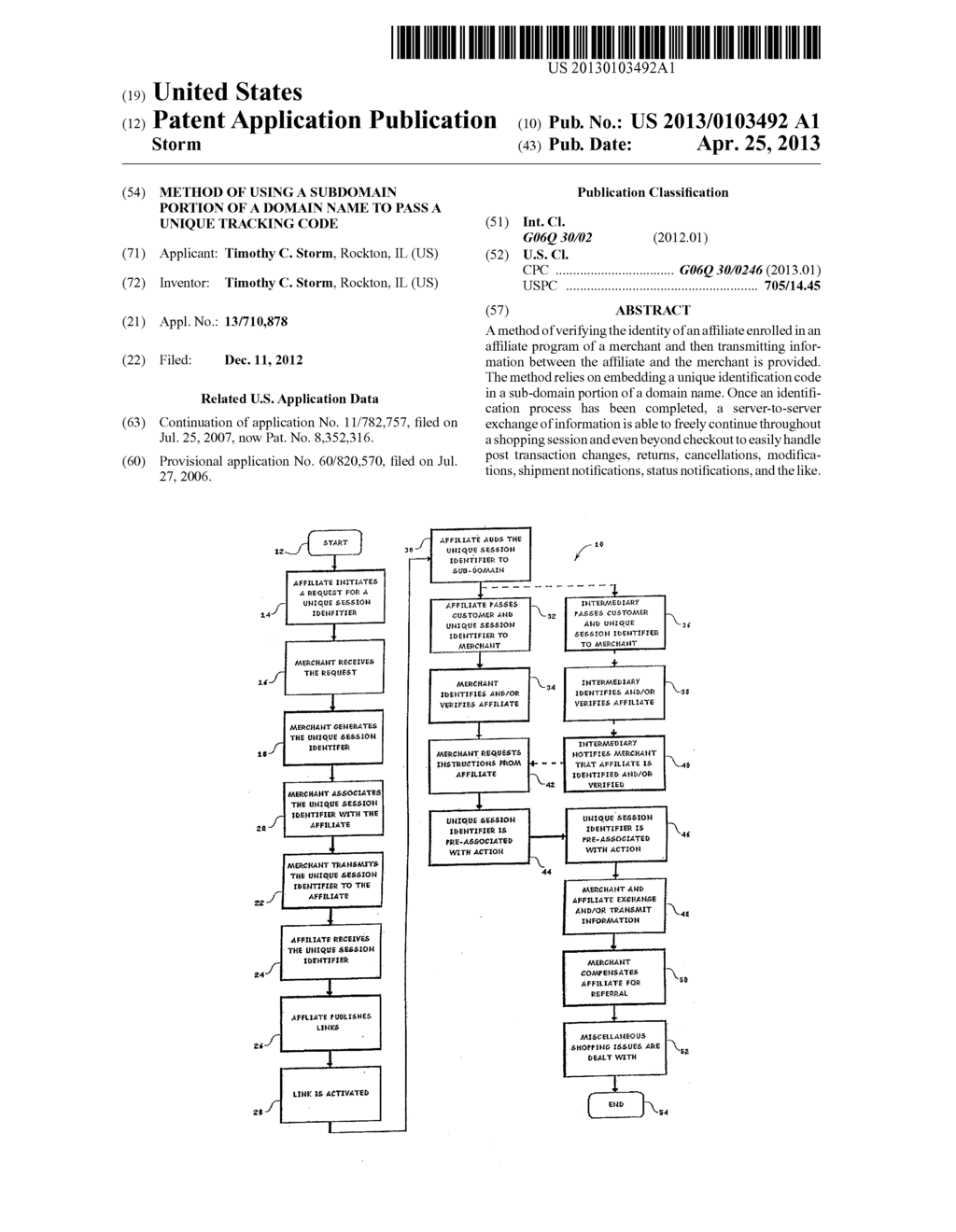 Method of Using a Subdomain Portion of a Domain Name to Pass a Unique     Tracking Code - diagram, schematic, and image 01