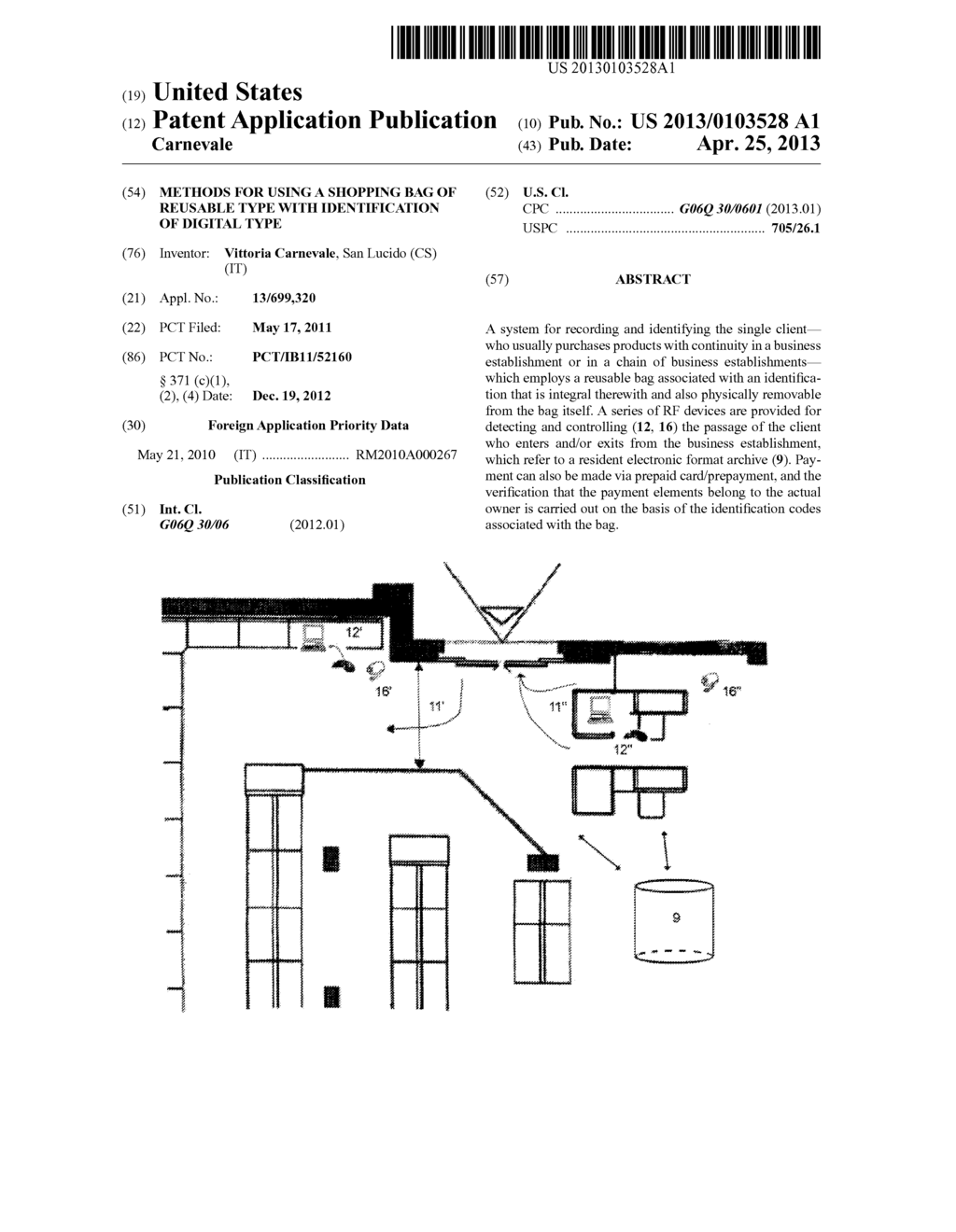 METHODS FOR USING A SHOPPING BAG OF REUSABLE TYPE WITH IDENTIFICATION OF     DIGITAL TYPE - diagram, schematic, and image 01