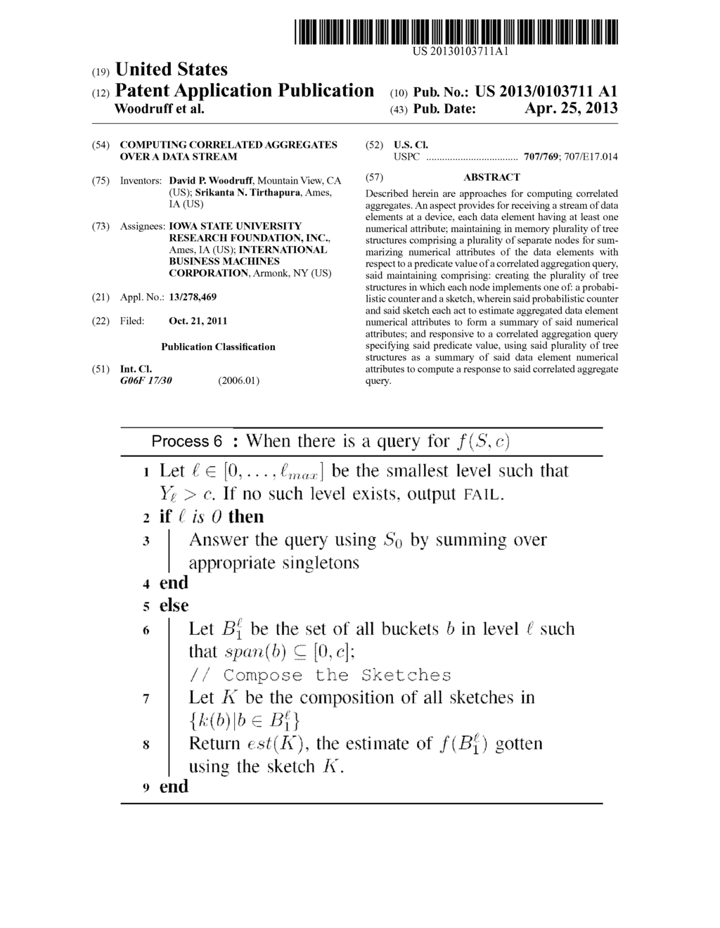 COMPUTING CORRELATED AGGREGATES OVER A DATA STREAM - diagram, schematic, and image 01