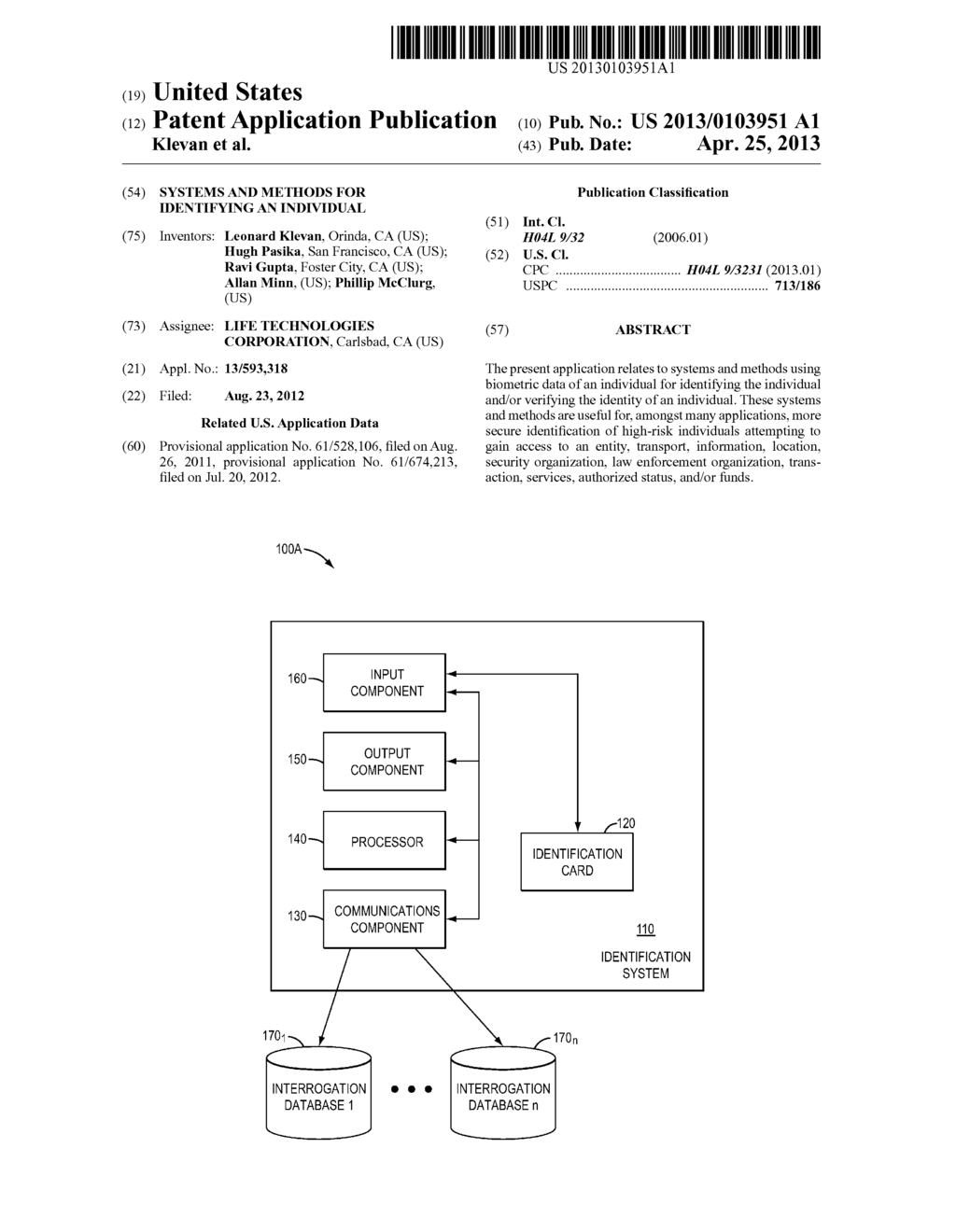 SYSTEMS AND METHODS FOR IDENTIFYING AN INDIVIDUAL - diagram, schematic, and image 01