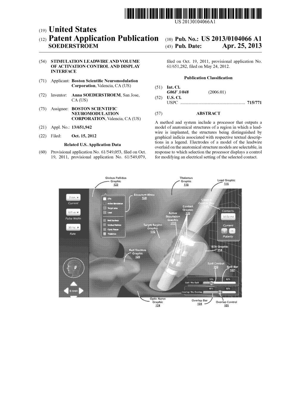 STIMULATION LEADWIRE AND VOLUME OF ACTIVATION CONTROL AND DISPLAY     INTERFACE - diagram, schematic, and image 01