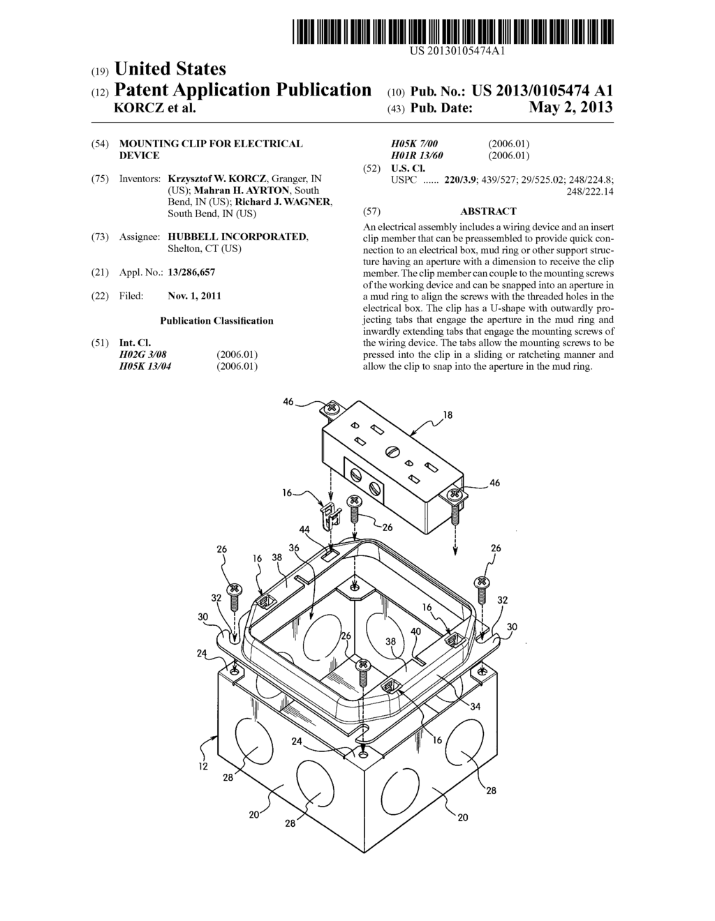 MOUNTING CLIP FOR ELECTRICAL DEVICE - diagram, schematic, and image 01