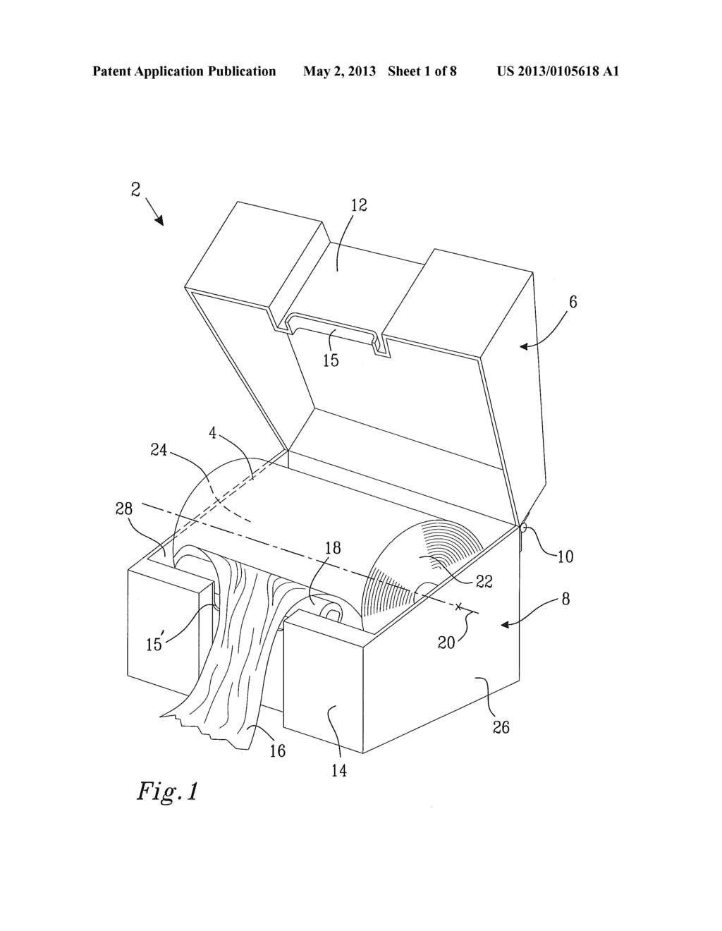 DISPENSER FOR A ROLL OF ABSORBENT PAPER TISSUE OR NONWOVEN MATERIAL - diagram, schematic, and image 02