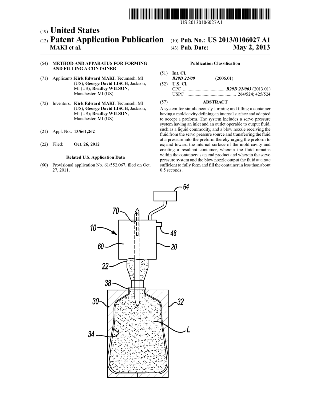 METHOD AND APPARATUS FOR FORMING AND FILLING A CONTAINER - diagram, schematic, and image 01