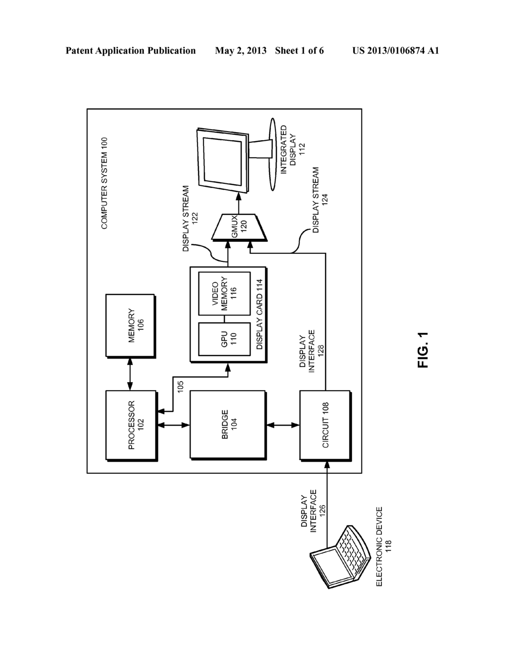 ENABLING DISPLAY COMMANDS FROM AN ELECTRONIC DEVICE TO AN INTEGRATED     DISPLAY ON A COMPUTER SYSTEM - diagram, schematic, and image 02