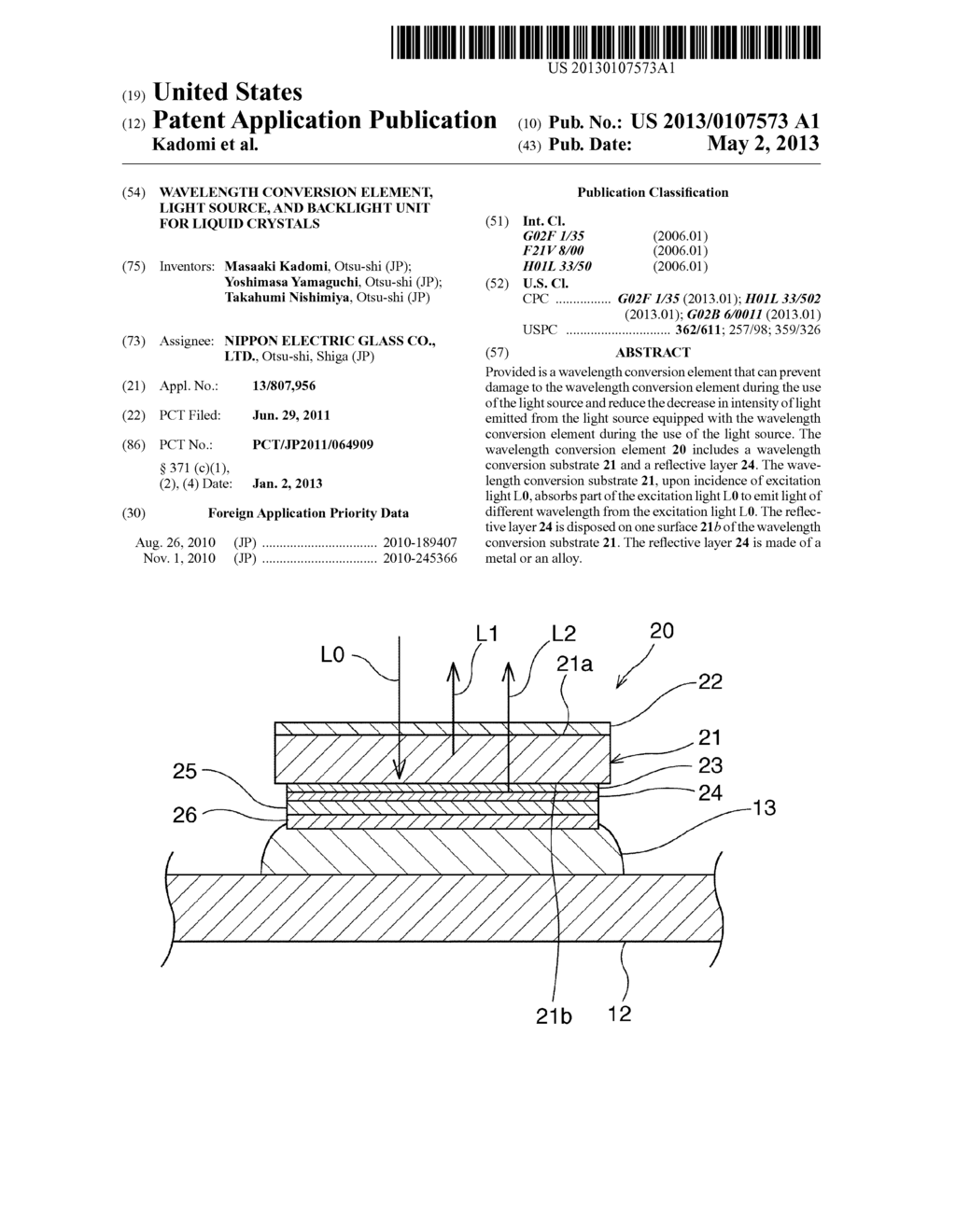 WAVELENGTH CONVERSION ELEMENT, LIGHT SOURCE, AND BACKLIGHT UNIT FOR LIQUID     CRYSTALS - diagram, schematic, and image 01