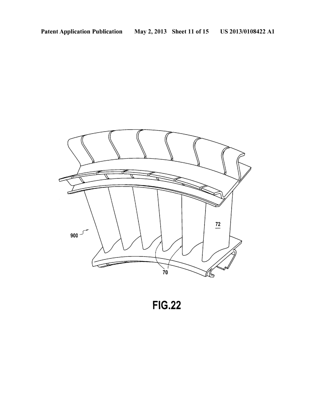 COMPOSITE MATERIAL TURBOMACHINE ENGINE BLADE OR VANE, COMPRESSOR STATOR     SEGMENT OR TURBINE NOZZLE SEGMENT INCORPORATING SUCH VANES AND METHOD FOR     MANUFACTURING SAME - diagram, schematic, and image 12