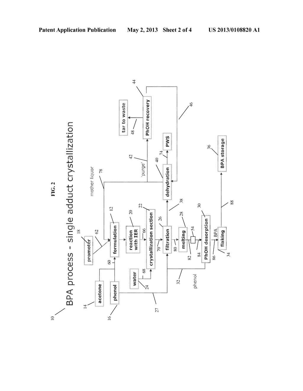 PROCESS FOR PRODUCING BISPHENOL A WITH REDUCED SULFUR CONTENT,     POLYCARBONATE MADE FROM THE BISPHENOL A, AND CONTAINERS FORMED FROM THE     POLYCARBONATE - diagram, schematic, and image 03