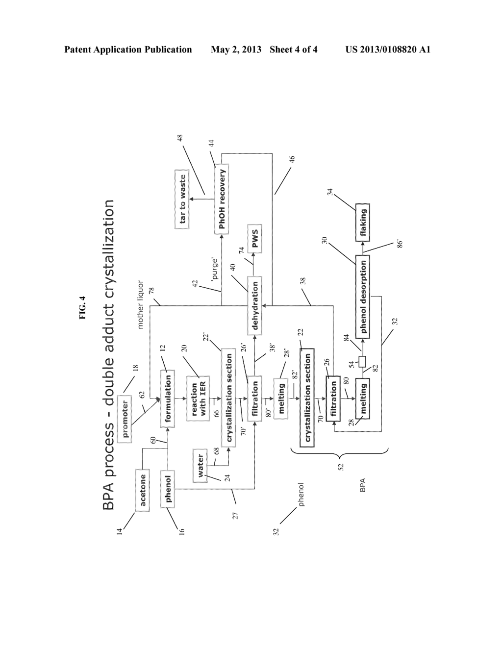 PROCESS FOR PRODUCING BISPHENOL A WITH REDUCED SULFUR CONTENT,     POLYCARBONATE MADE FROM THE BISPHENOL A, AND CONTAINERS FORMED FROM THE     POLYCARBONATE - diagram, schematic, and image 05