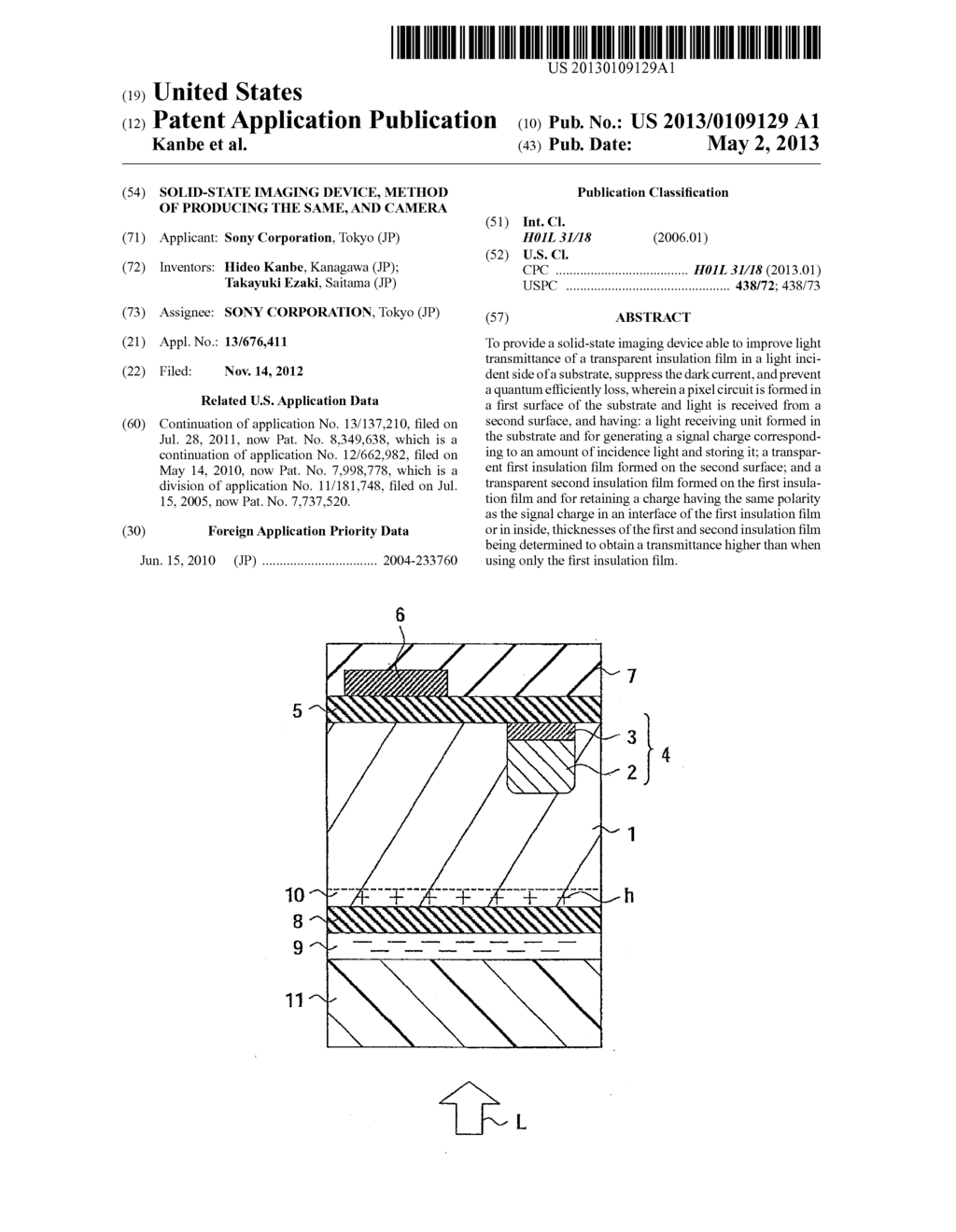 SOLID-STATE IMAGING DEVICE, METHOD OF PRODUCING THE SAME, AND CAMERA - diagram, schematic, and image 01