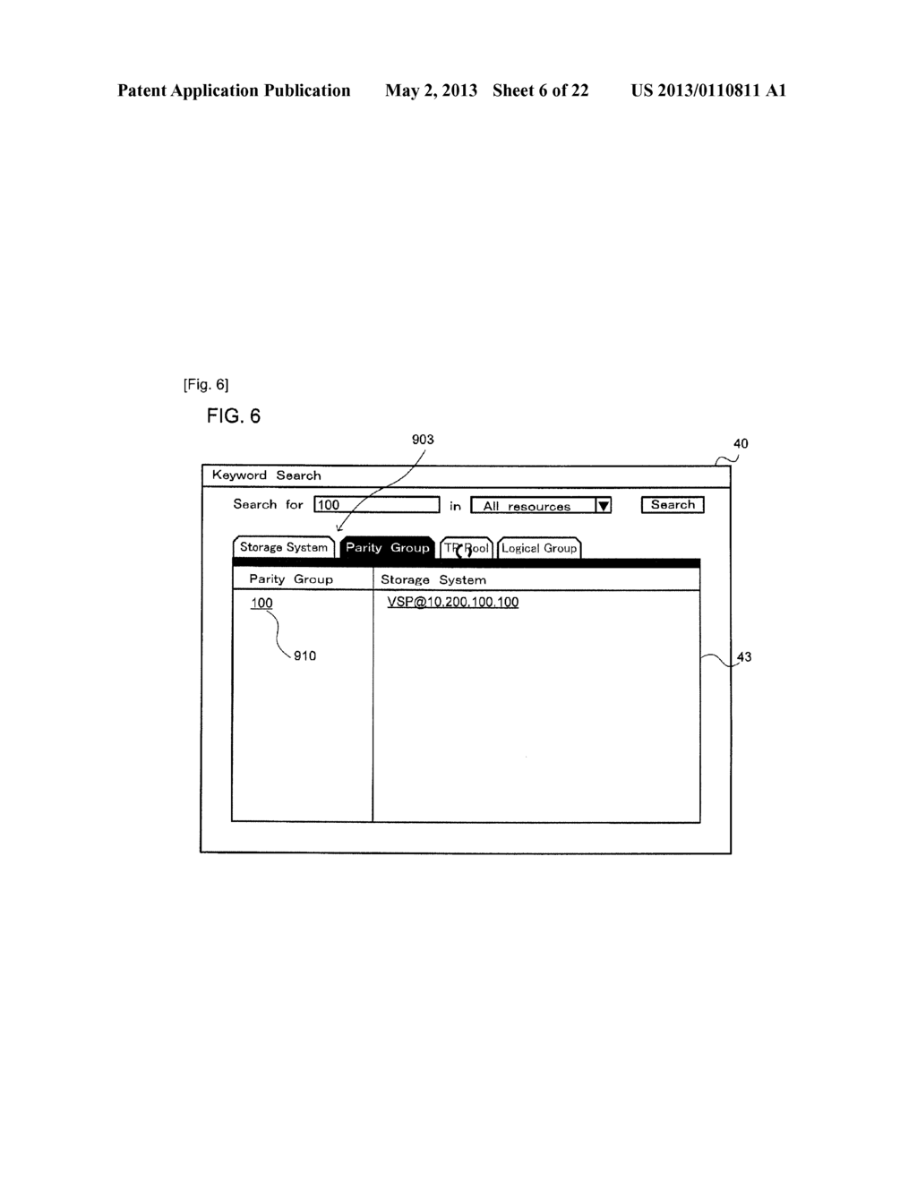 COMPUTER AND METHOD FOR MAKING SEARCH ENGINE SEARCH RESOURCE OF COMPUTER     SYSTEM INCLUDING STORAGE SYSTEM AND FOR DISPLAYING RESULT OF THE SEARCH - diagram, schematic, and image 07