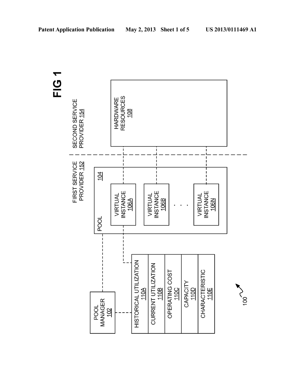 Service provider management of virtual instances corresponding to hardware     resources managed by other service providers - diagram, schematic, and image 02