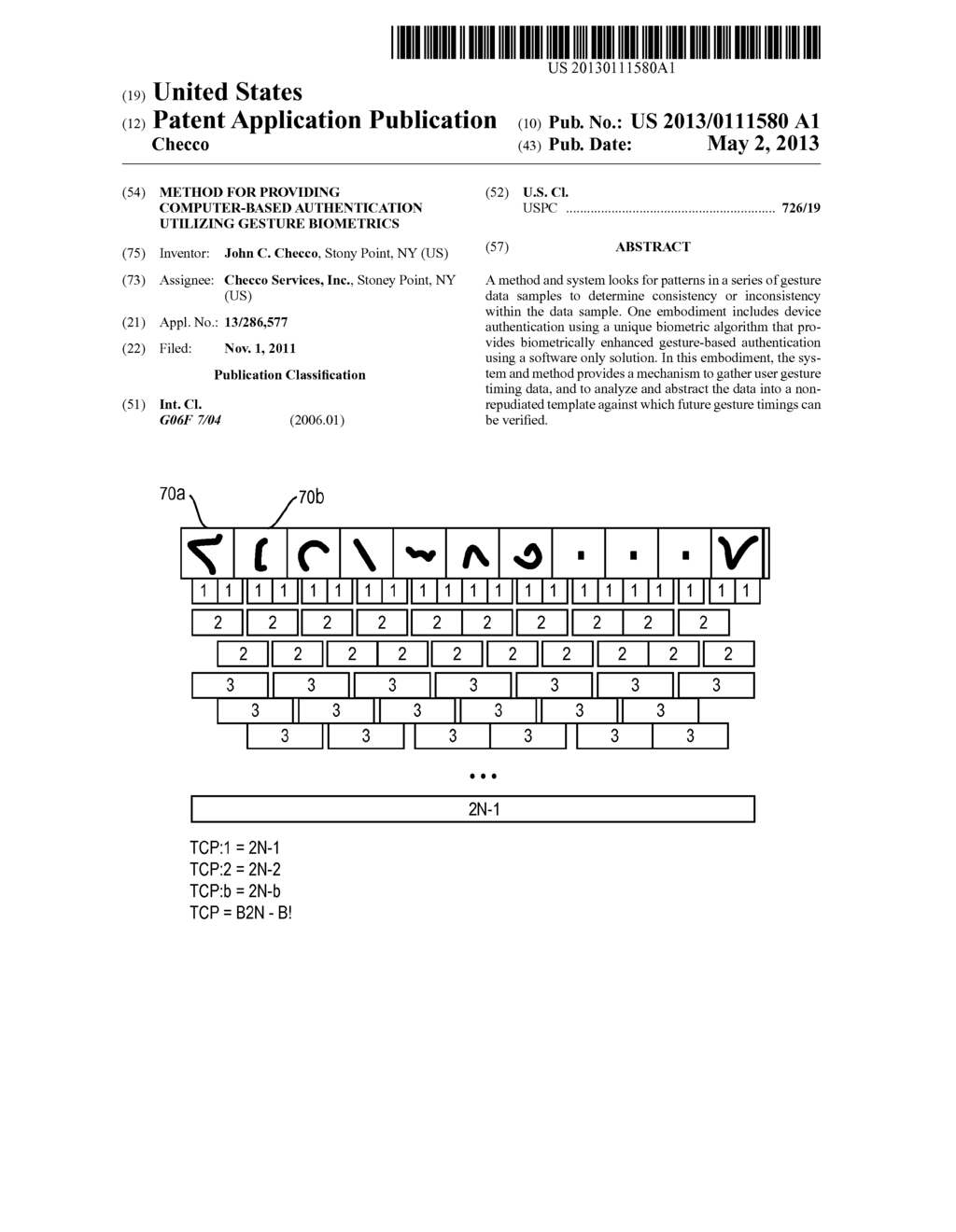 METHOD FOR PROVIDING COMPUTER-BASED AUTHENTICATION UTILIZING GESTURE     BIOMETRICS - diagram, schematic, and image 01