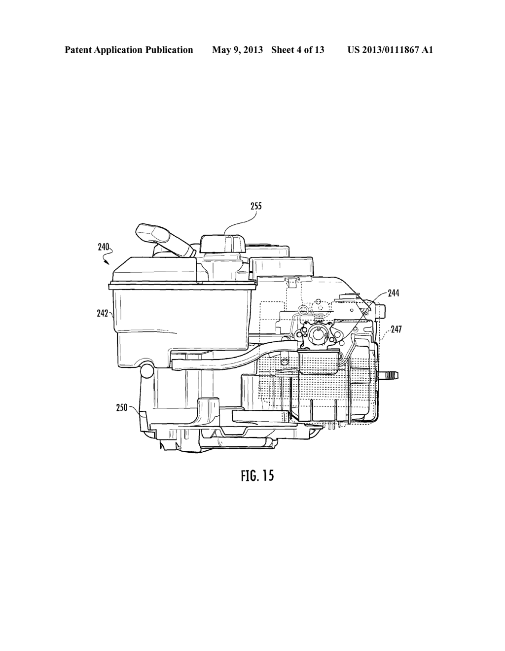 VERTICALLY STORABLE ENGINE AND MOWER - diagram, schematic, and image 05