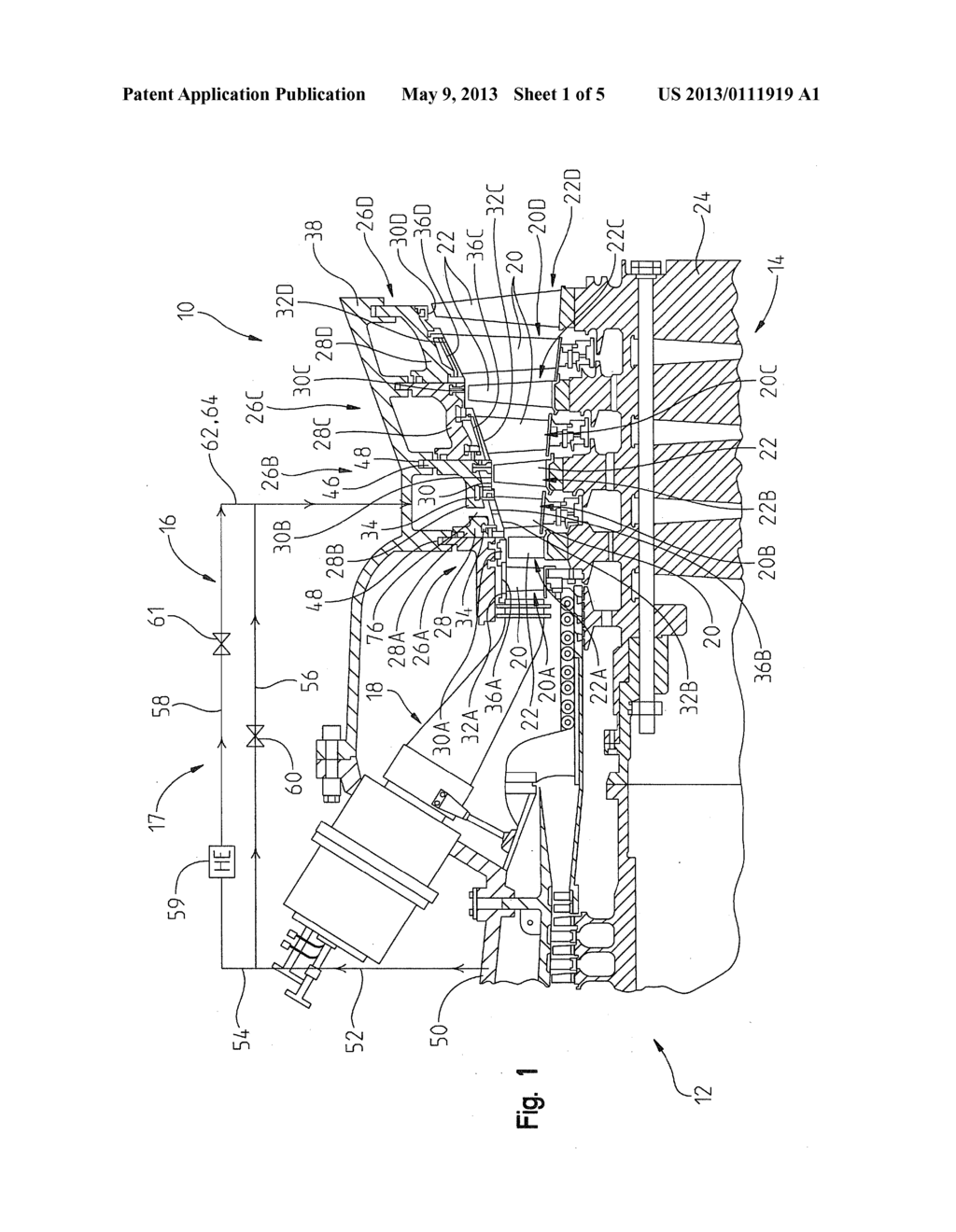 GAS TURBINE ENGINE WITH STRUCTURE FOR DIRECTING COMPRESSED AIR ON A BLADE     RING - diagram, schematic, and image 02