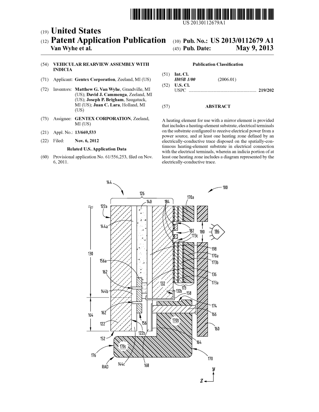 VEHICULAR REARVIEW ASSEMBLY WITH INDICIA - diagram, schematic, and image 01