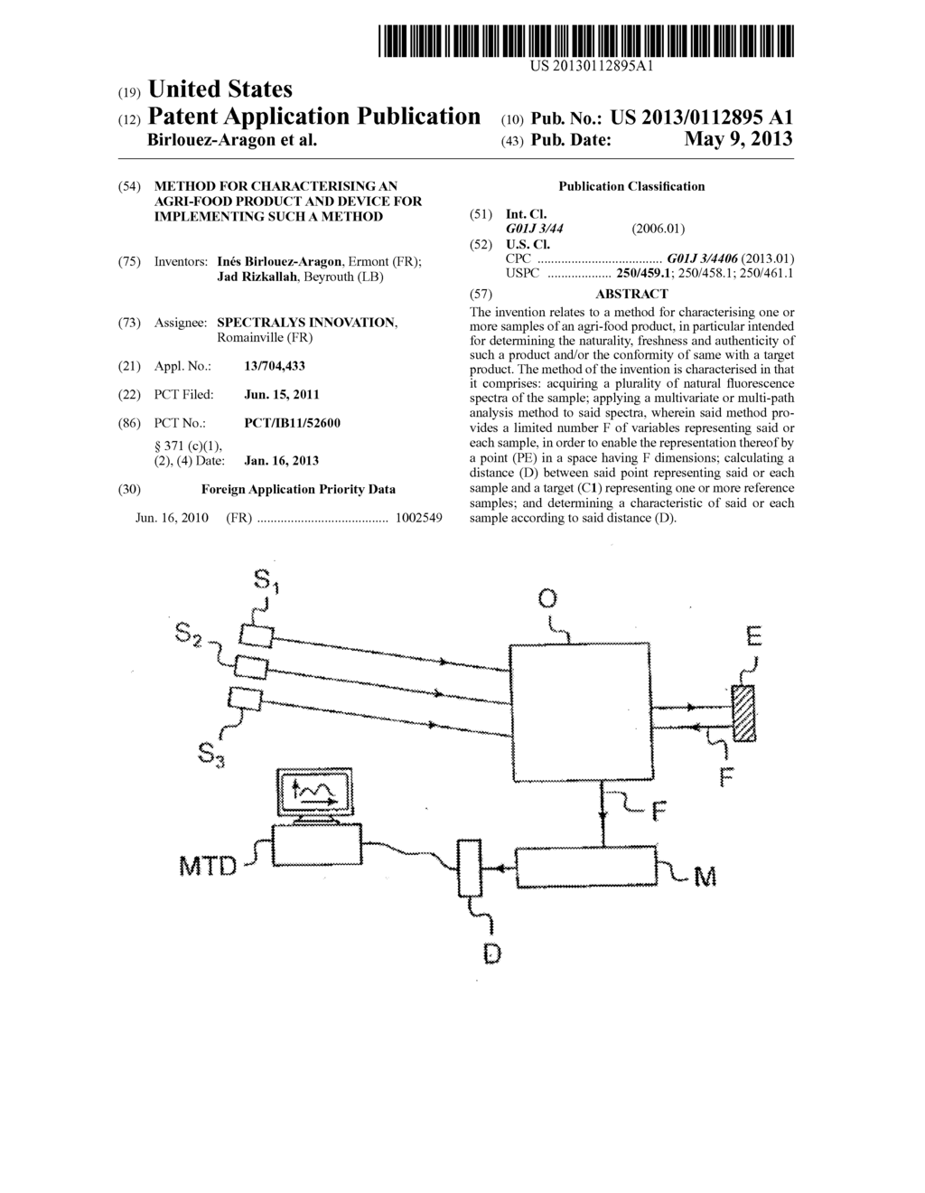 Method for Characterising an Agri-Food Product and Device for Implementing     Such a Method - diagram, schematic, and image 01