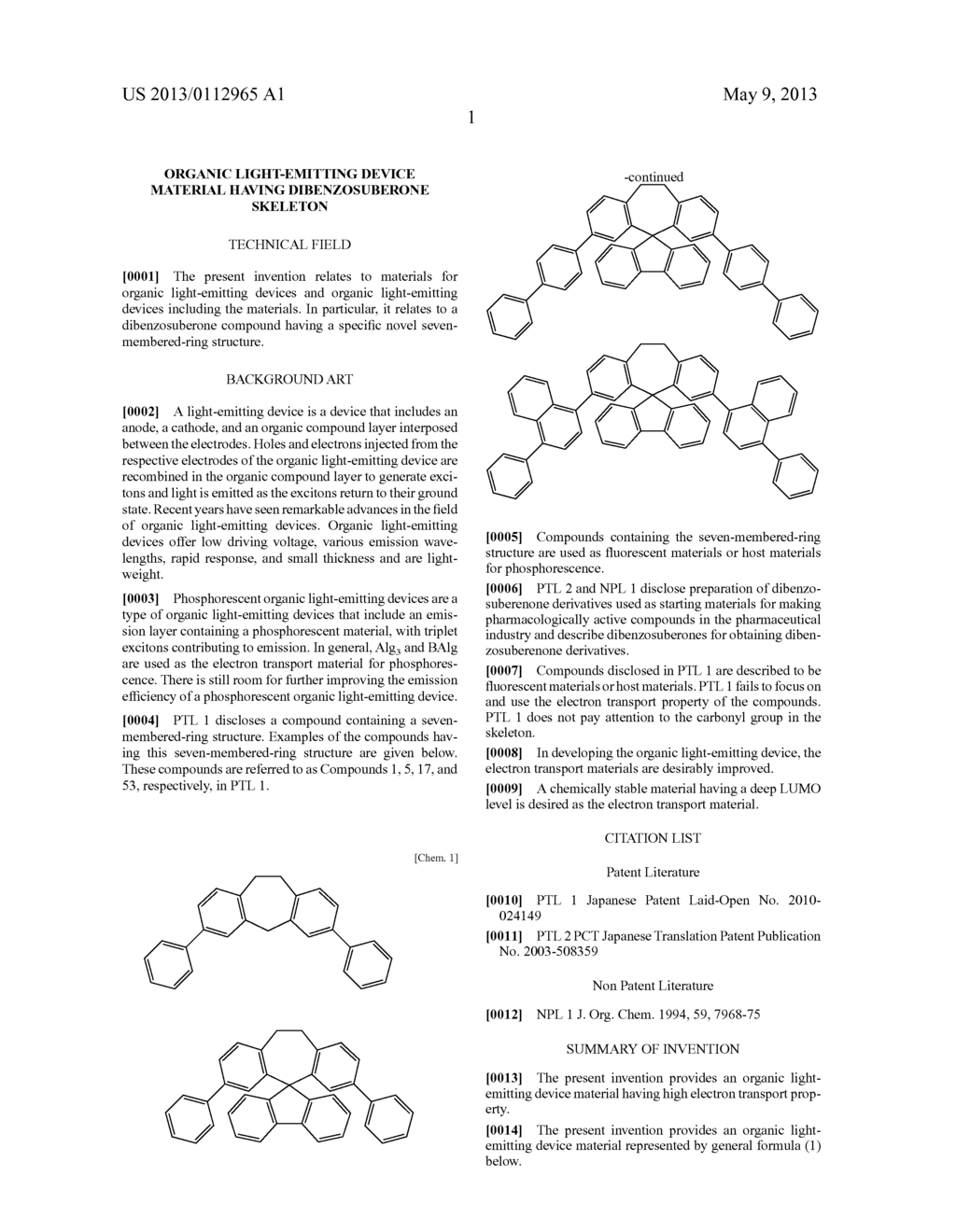 ORGANIC LIGHT-EMITTING DEVICE MATERIAL HAVING DIBENZOSUBERONE SKELETON - diagram, schematic, and image 03