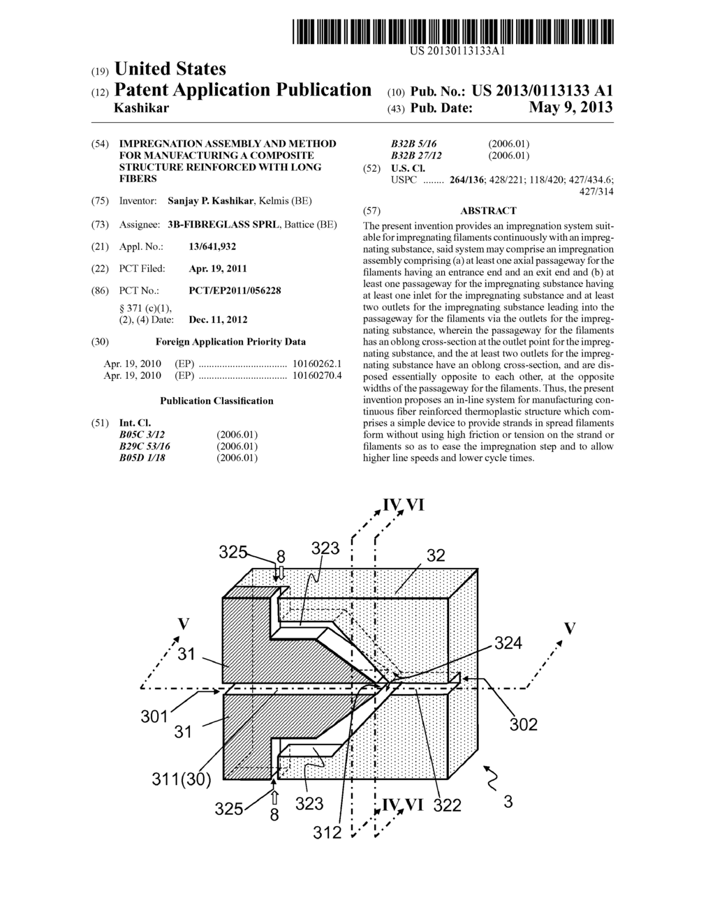 Impregnation Assembly and Method for Manufacturing a Composite Structure     Reinforced with Long Fibers - diagram, schematic, and image 01