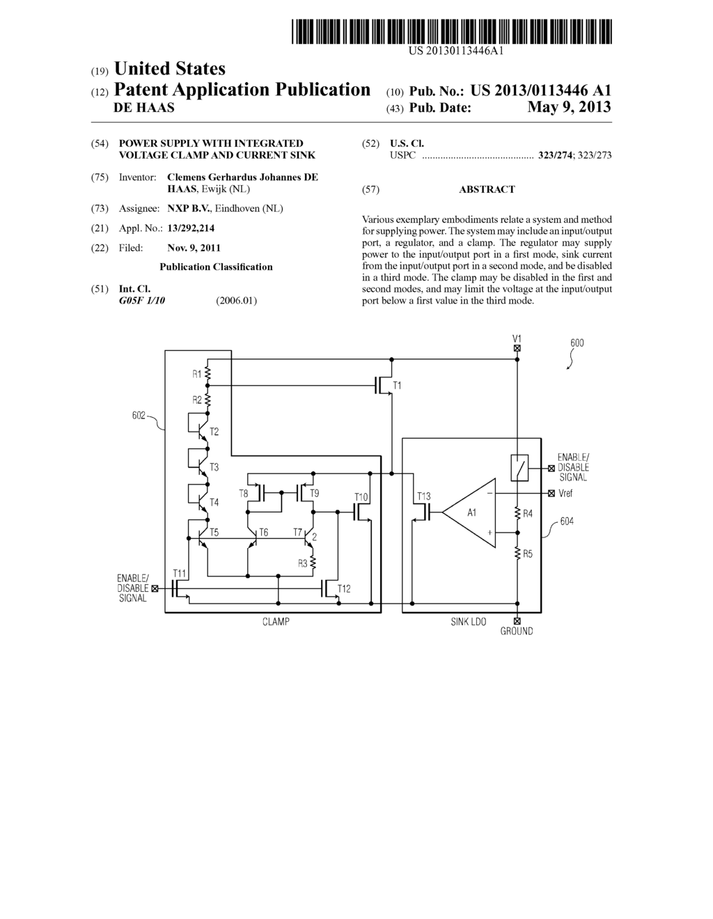 POWER SUPPLY WITH INTEGRATED VOLTAGE CLAMP AND CURRENT SINK - diagram, schematic, and image 01